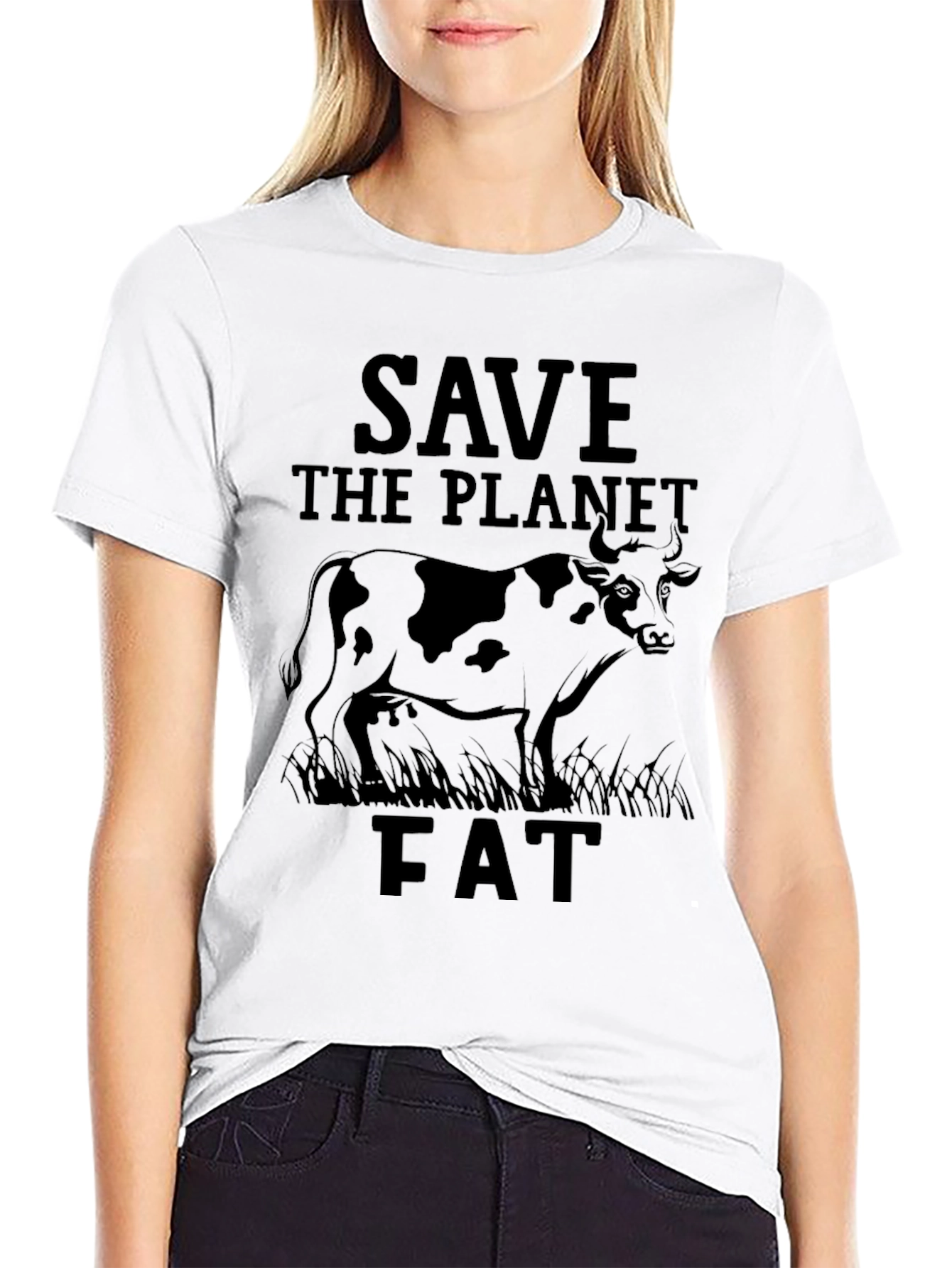 Save The Planet Fat Cow Graphic Tee