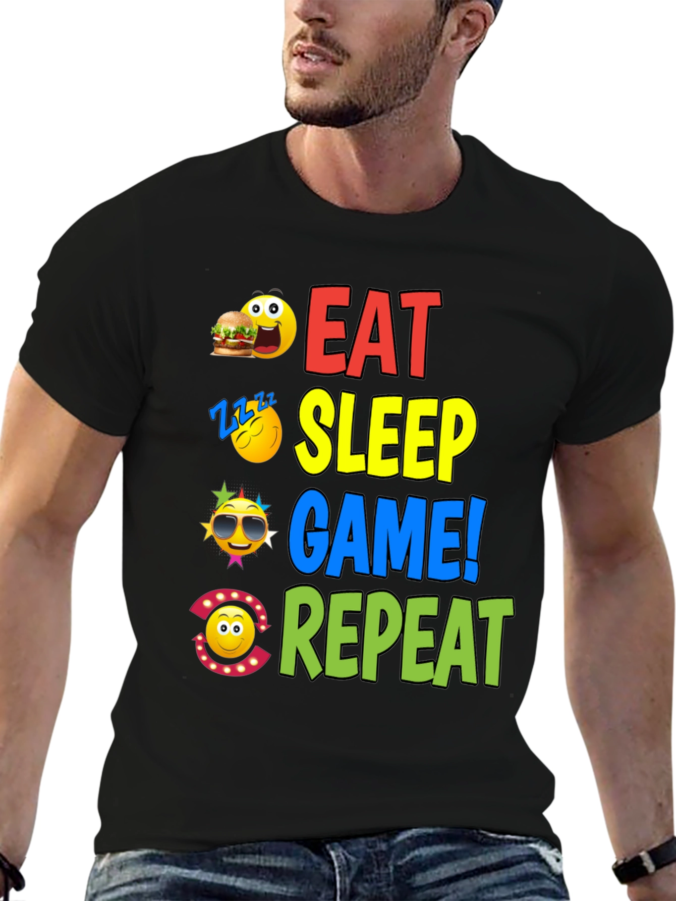 Eat Sleep Game Repeat Graphic T-Shirt