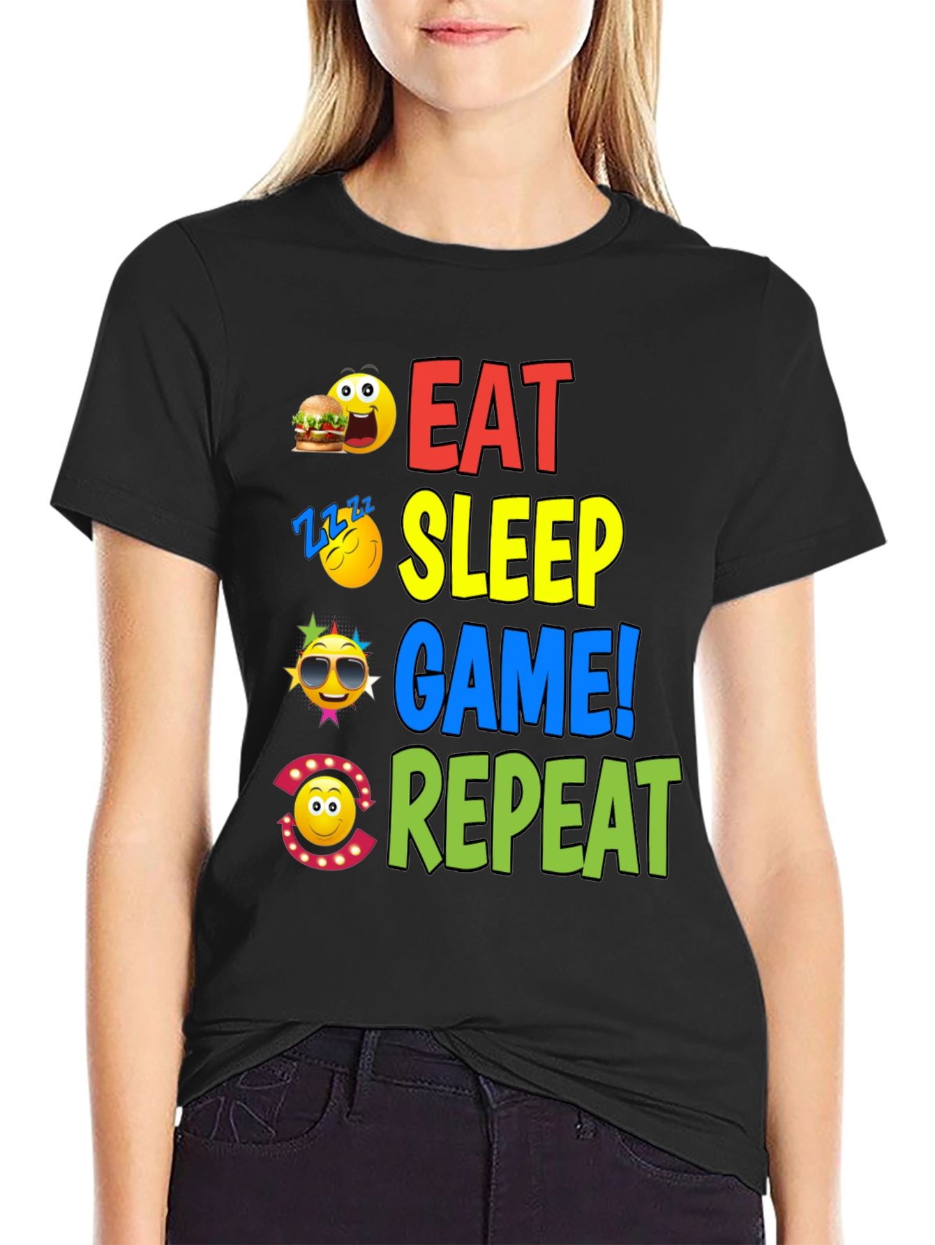 Eat Sleep Game Repeat Graphic T-Shirt