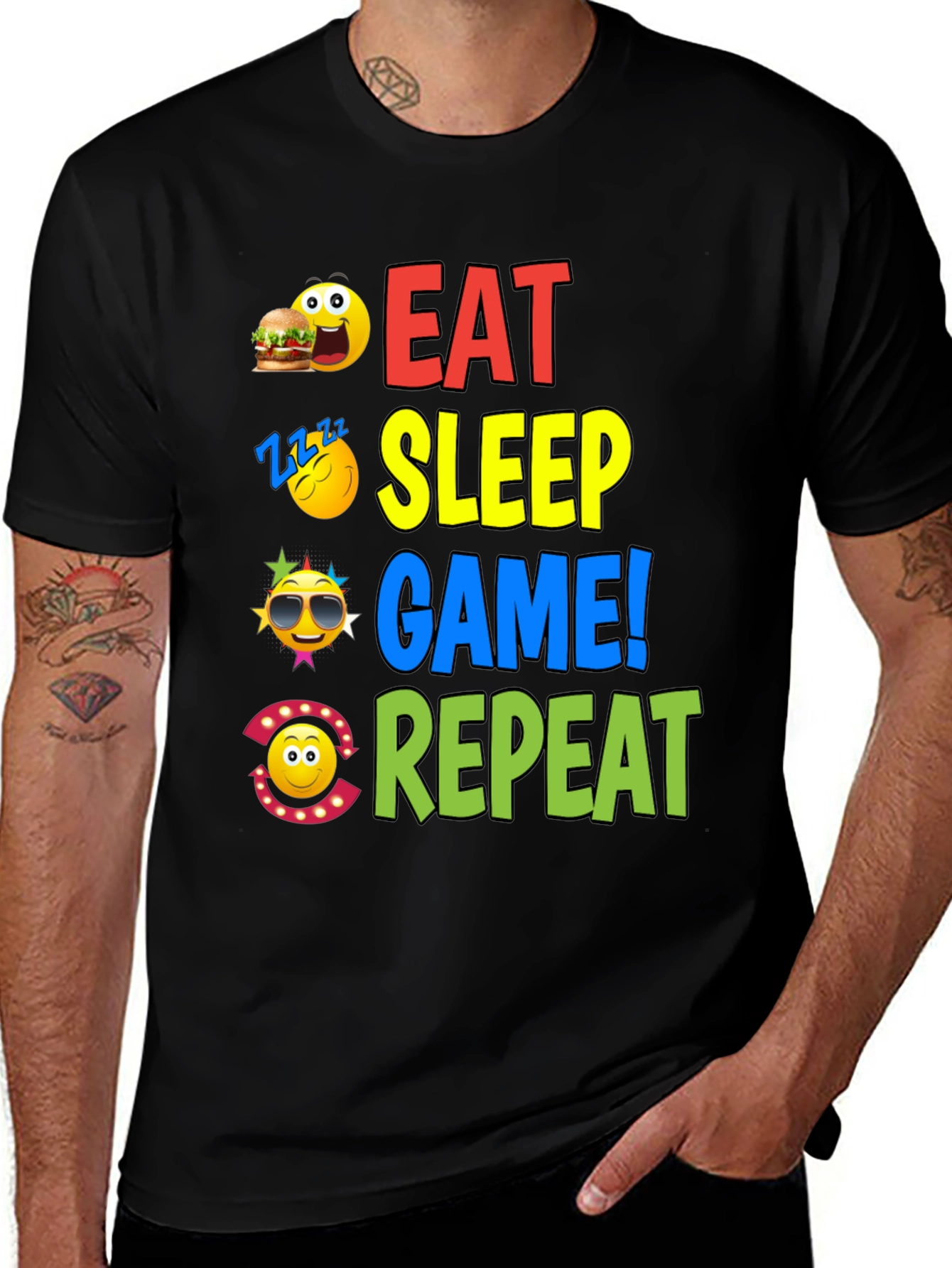 Eat Sleep Game Repeat Graphic T-Shirt