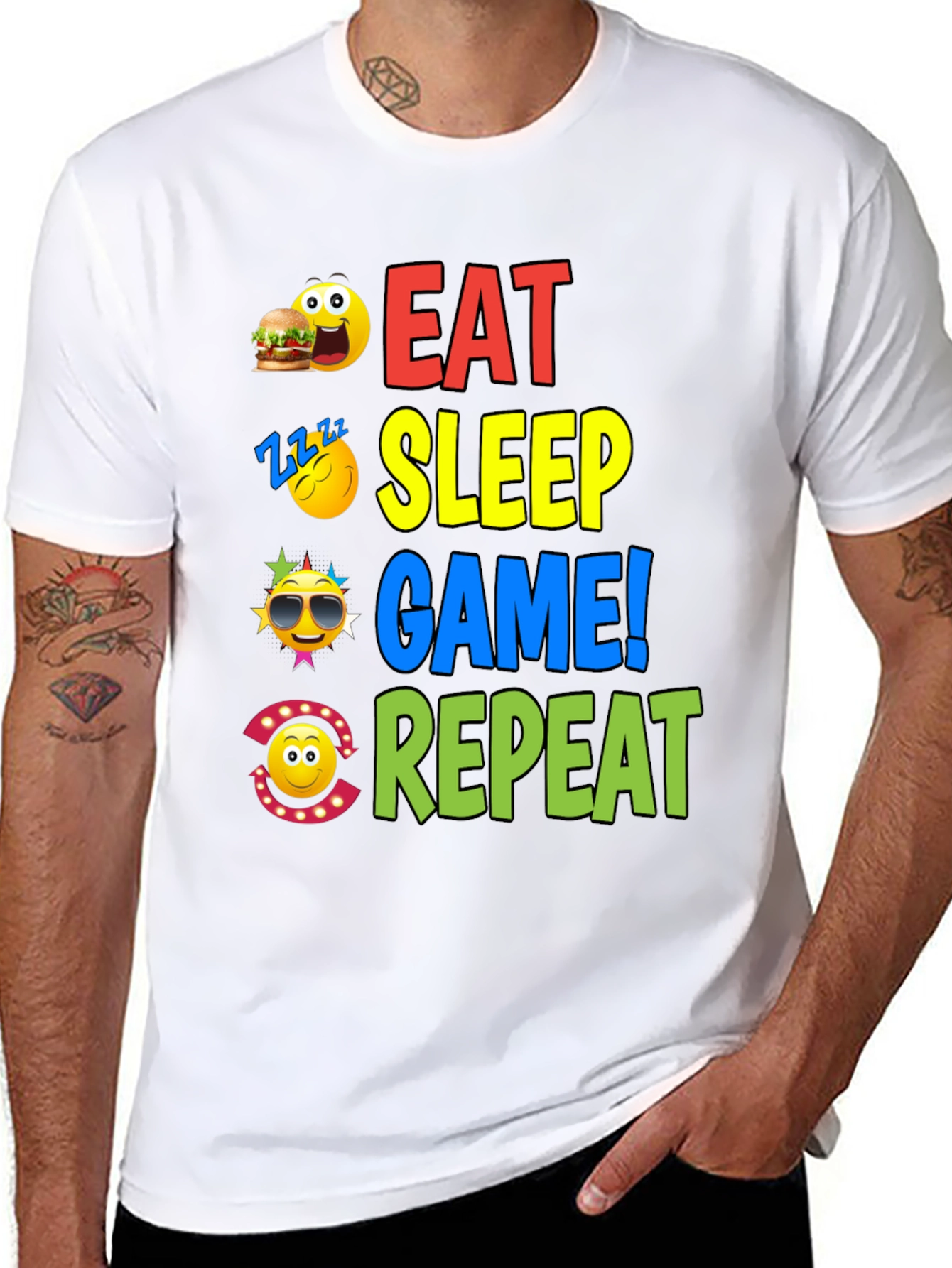 Eat Sleep Game Repeat Graphic T-Shirt