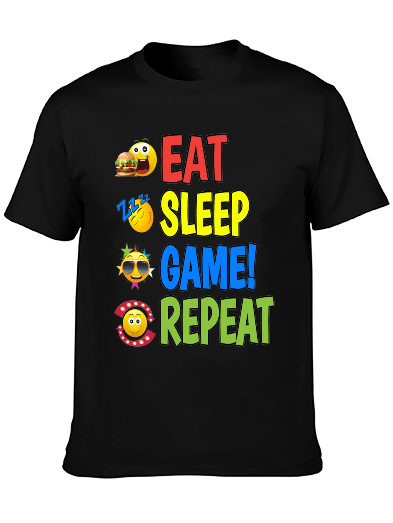 Eat Sleep Game Repeat Graphic T-Shirt