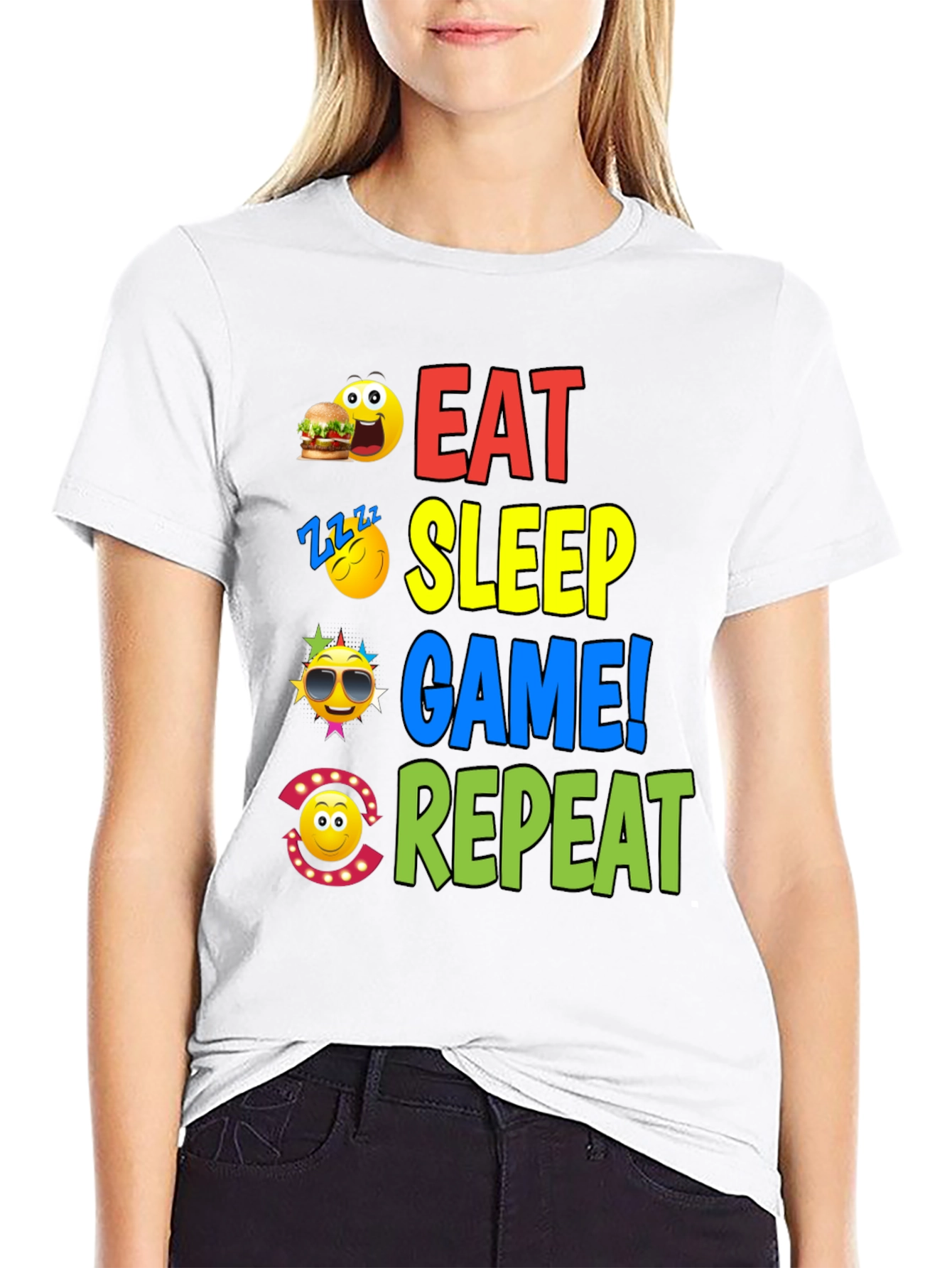 Eat Sleep Game Repeat Graphic T-Shirt