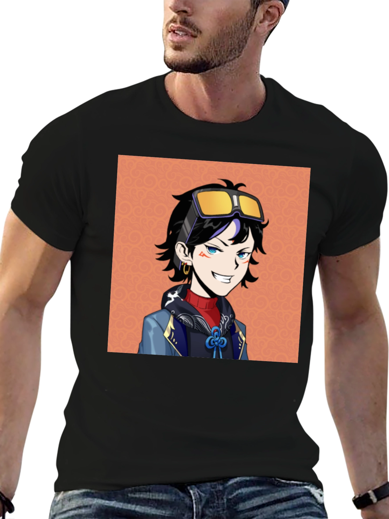 Anime Character Graphic Tee - Black Cotton T-Shirt
