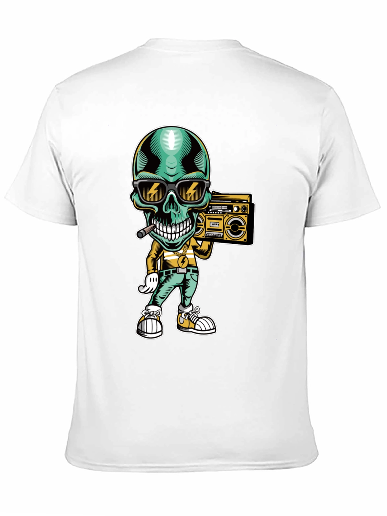 Cool Skull Boombox Graphic T-Shirt
