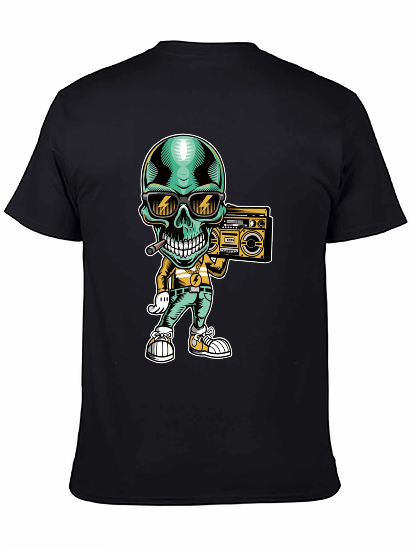 Cool Skull Boombox Graphic T-Shirt