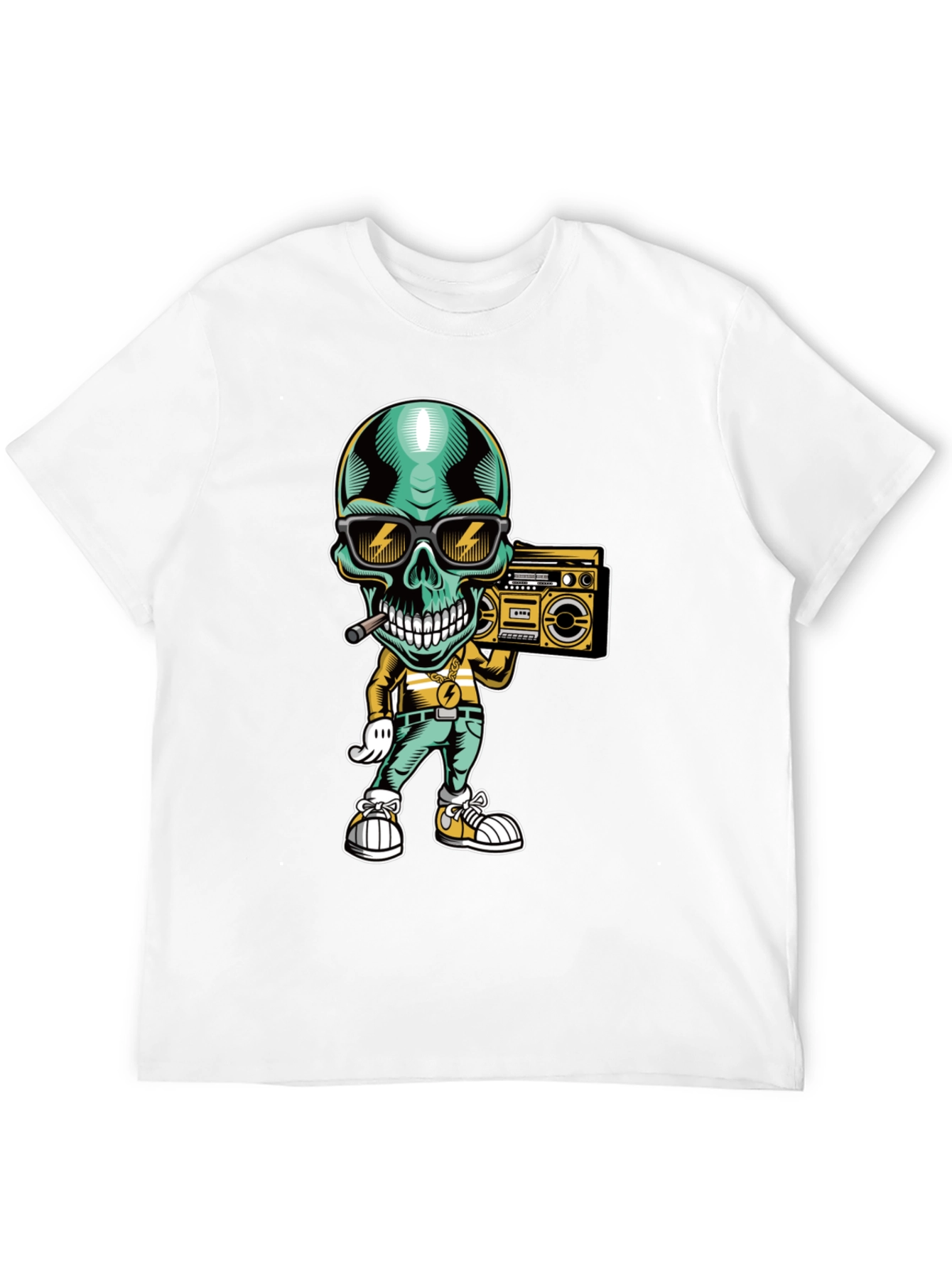 Cool Skull Boombox Graphic T-Shirt