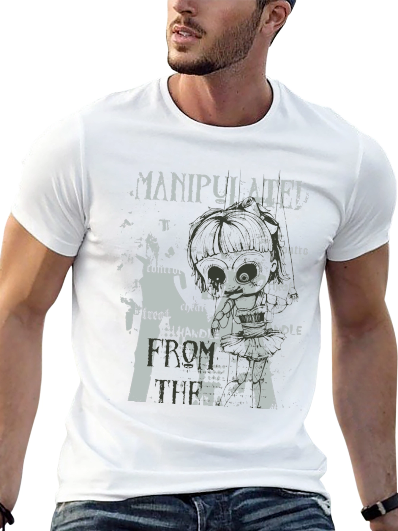 Manipulated Graphic Print Mens Black T-Shirt