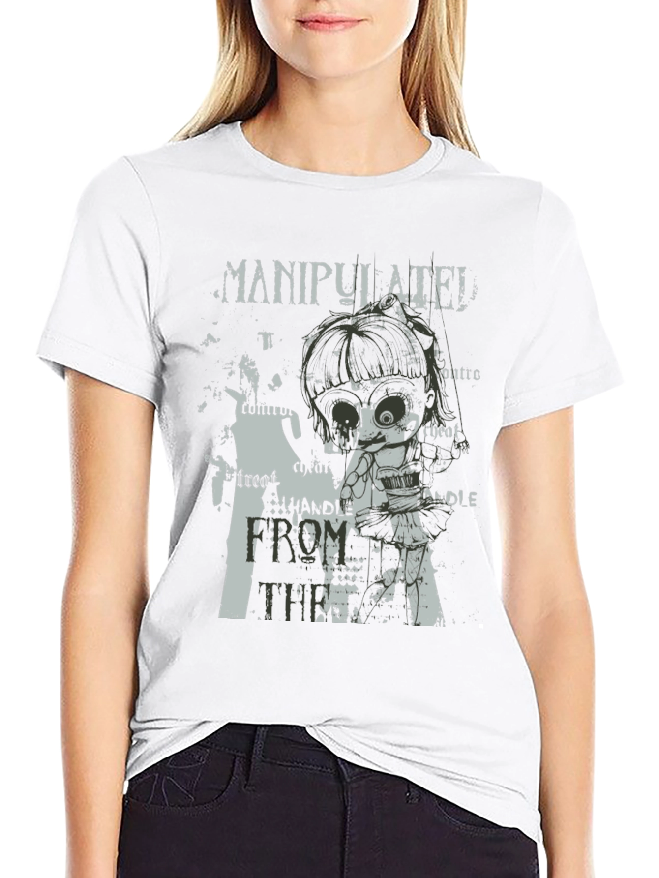 Manipulated Graphic Print Mens Black T-Shirt