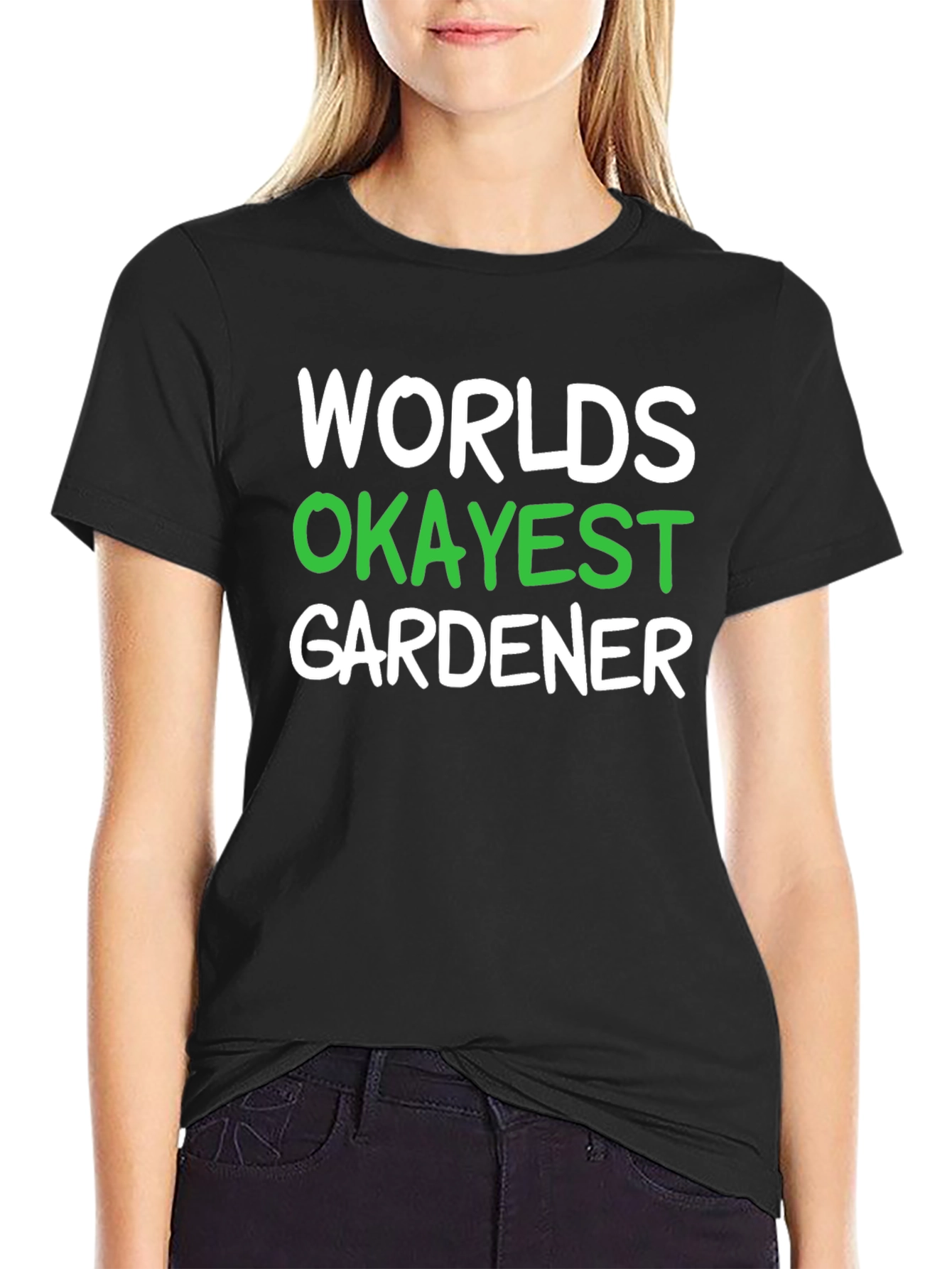 Worlds Okayest Gardener Black T-Shirt