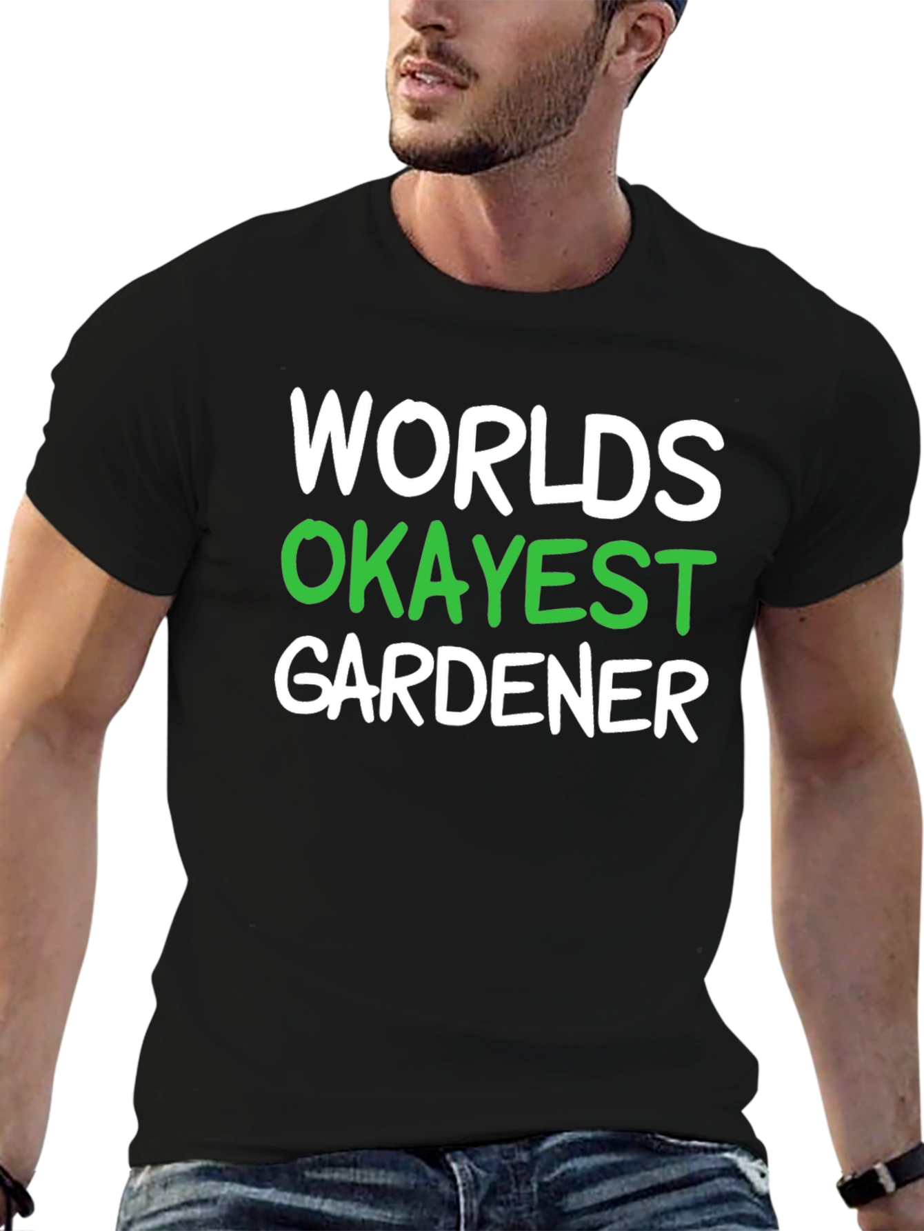 Worlds Okayest Gardener Black T-Shirt