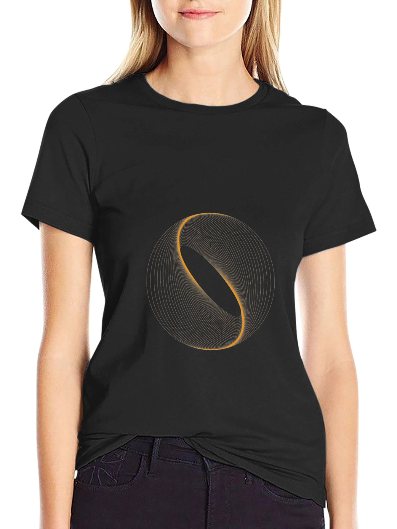 Abstract Geometric Graphic Tee - Black