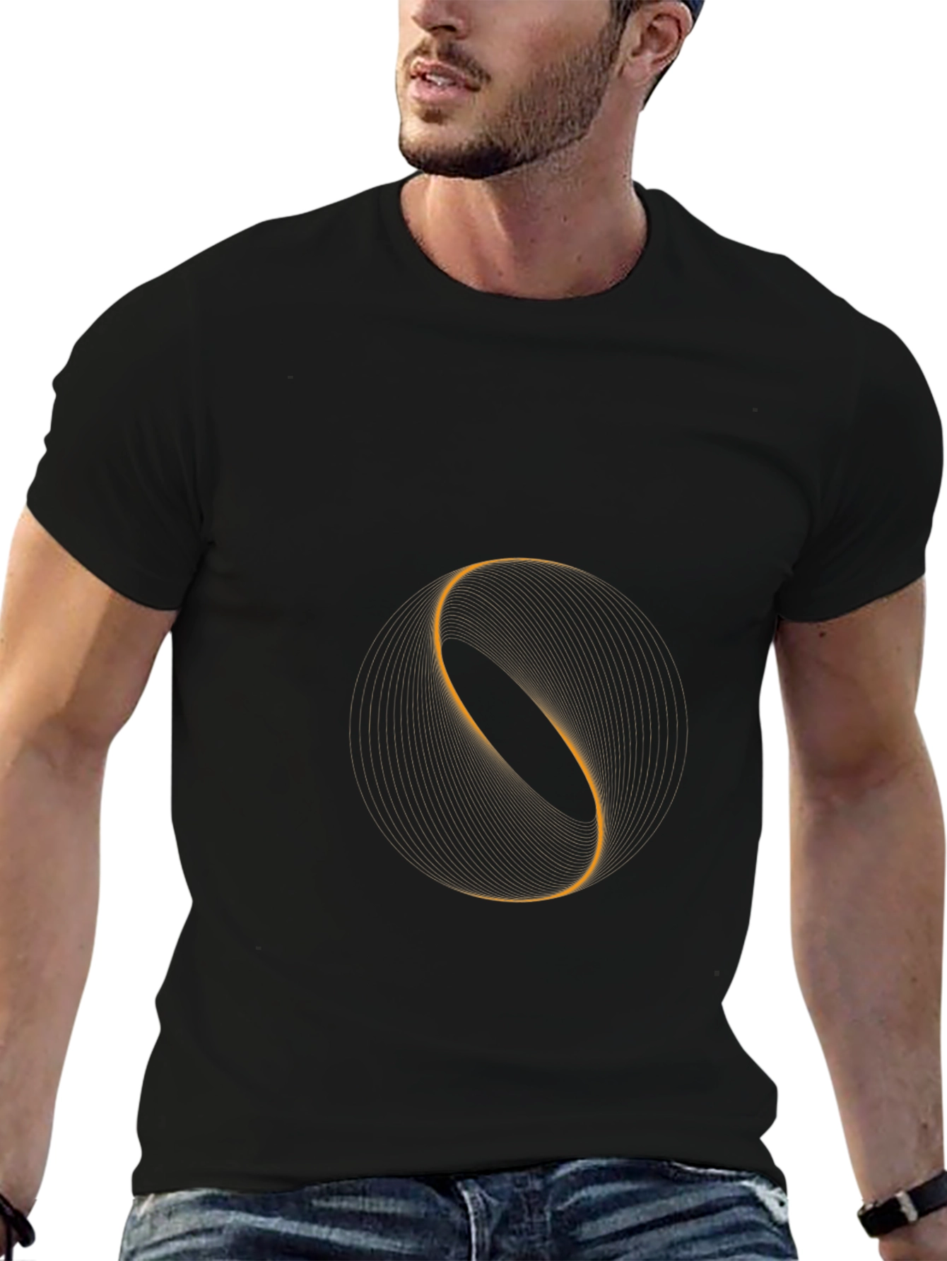 Abstract Geometric Graphic Tee - Black