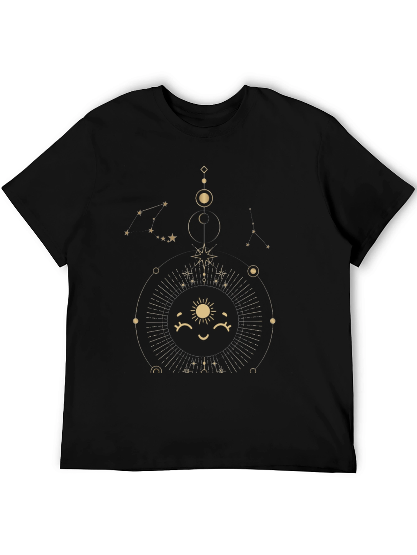 Celestial Sun Graphic Tee - Stylish Black Cotton T-Shirt