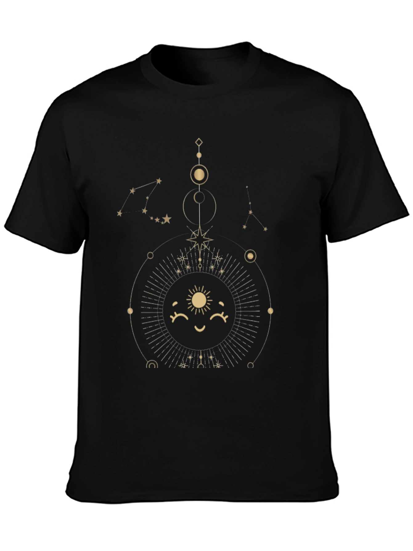 Celestial Sun Graphic Tee - Stylish Black Cotton T-Shirt