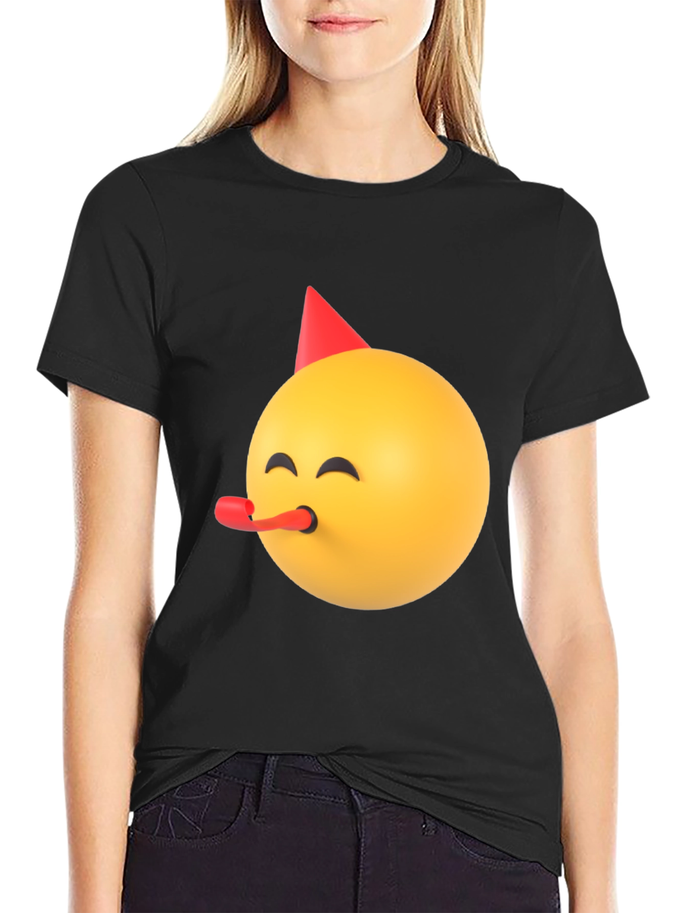 Party Emoji Black T-Shirt