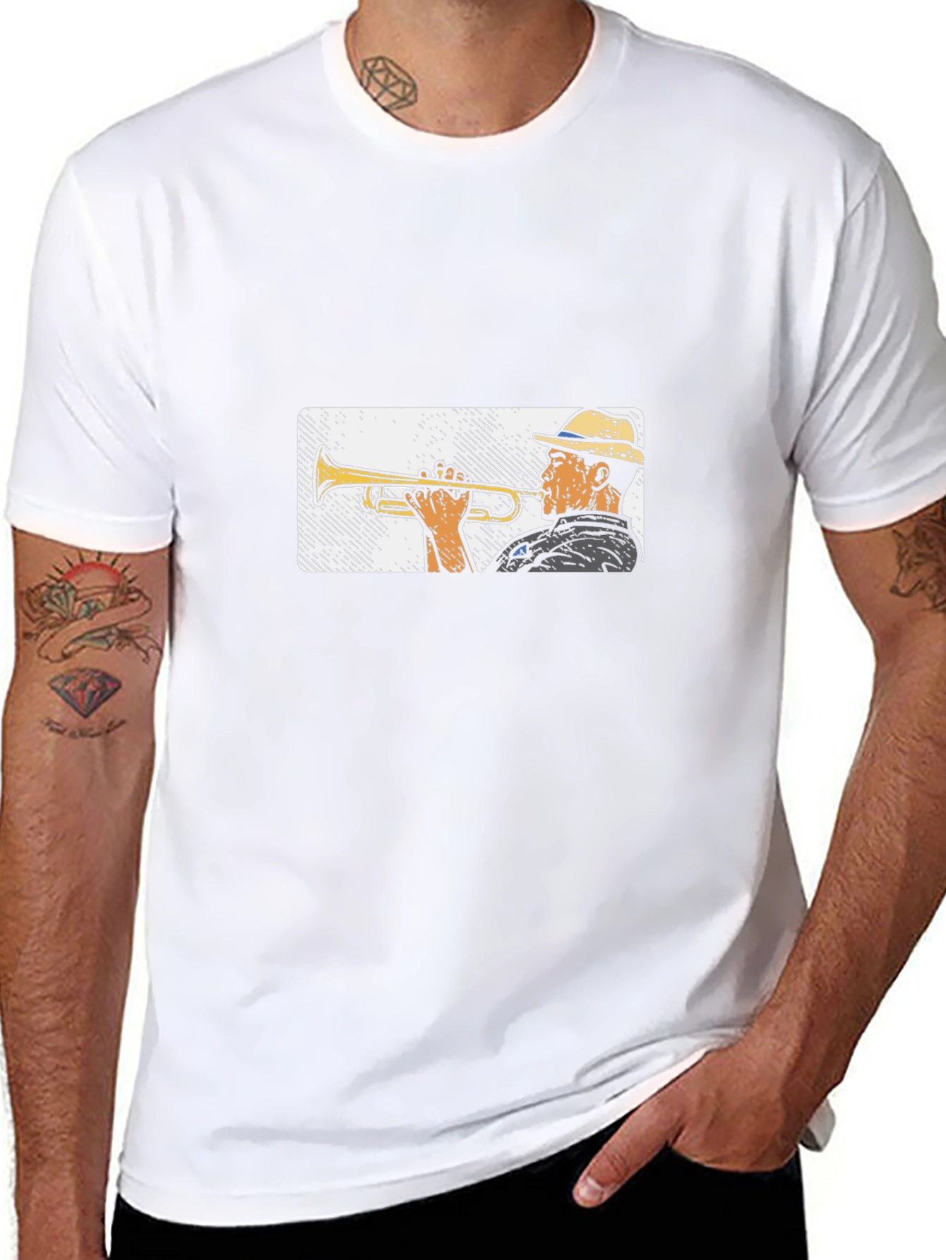 Cool Jazz Trumpet Graphic Black T-Shirt