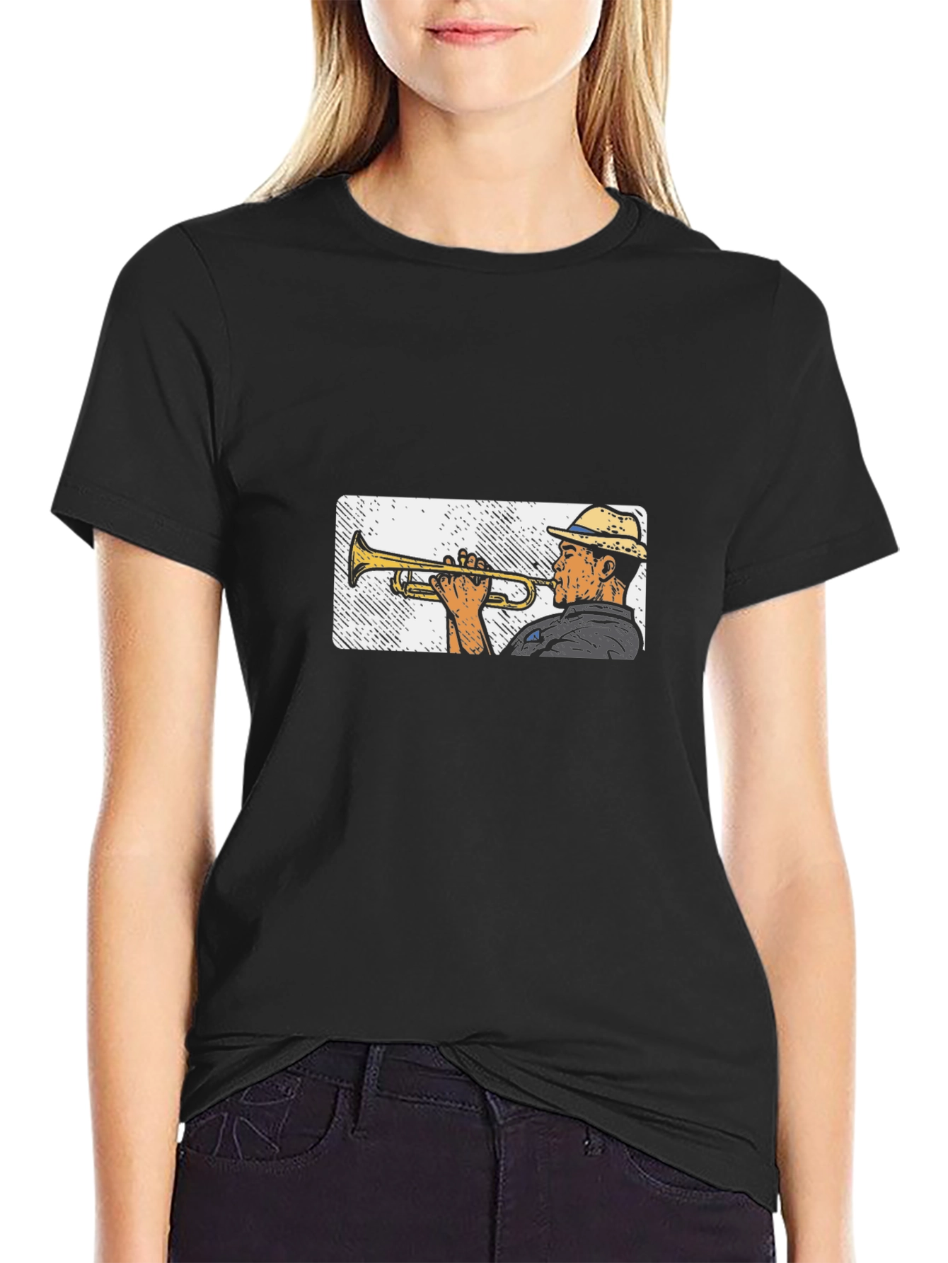 Cool Jazz Trumpet Graphic Black T-Shirt