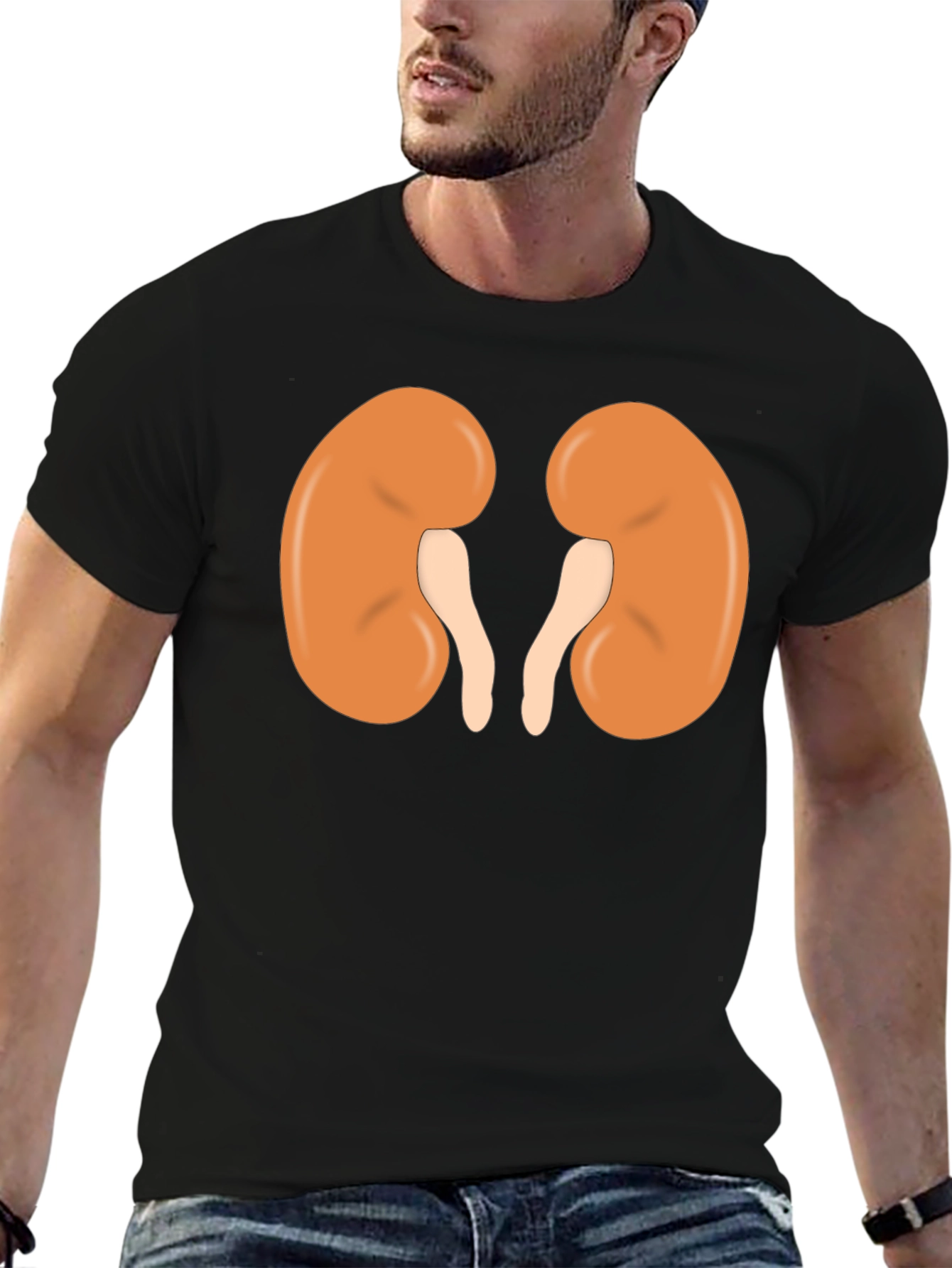 Human Kidney Graphic Print Black T-Shirt