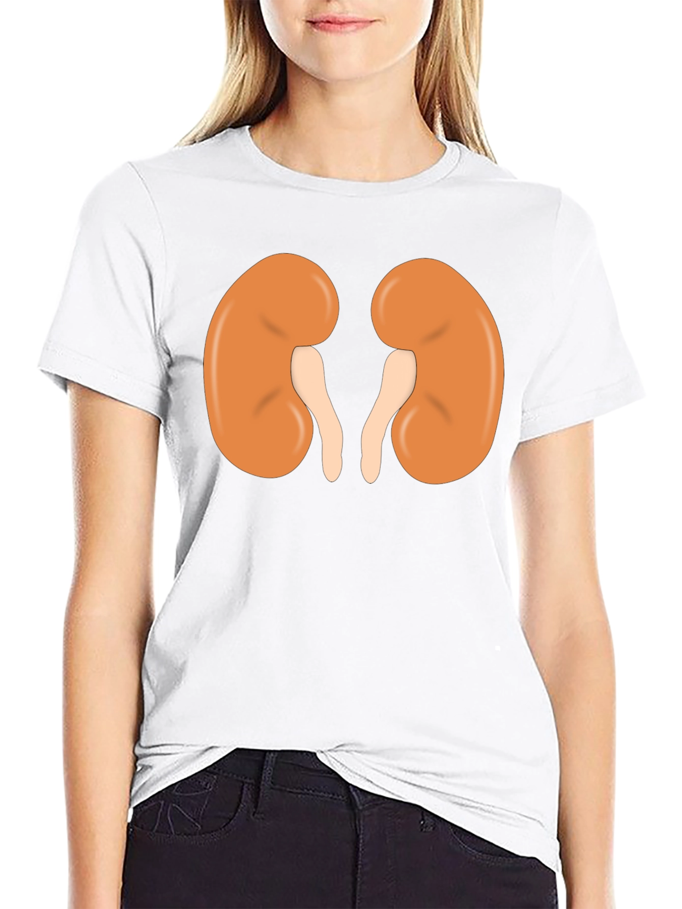 Human Kidney Graphic Print Black T-Shirt