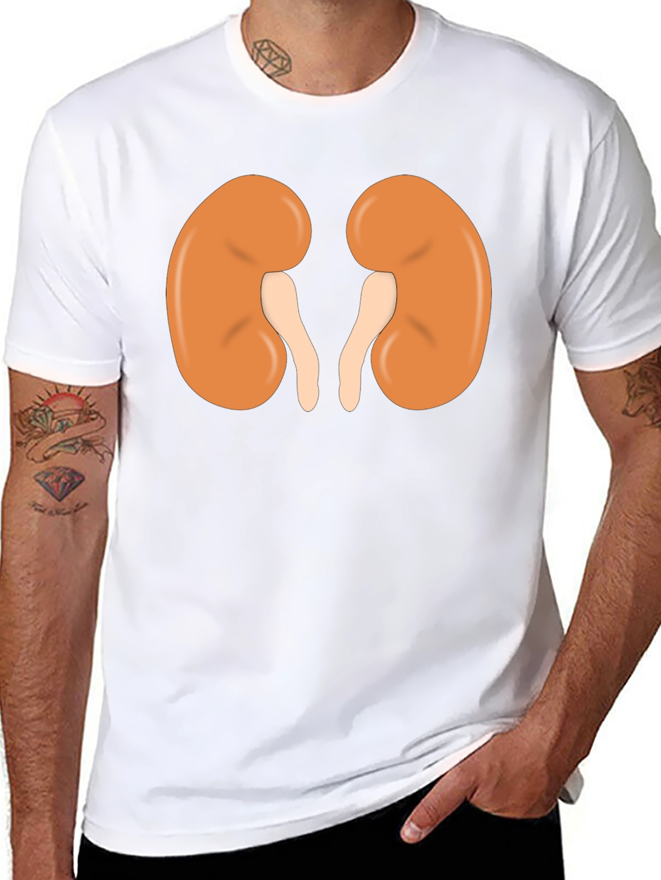 Human Kidney Graphic Print Black T-Shirt