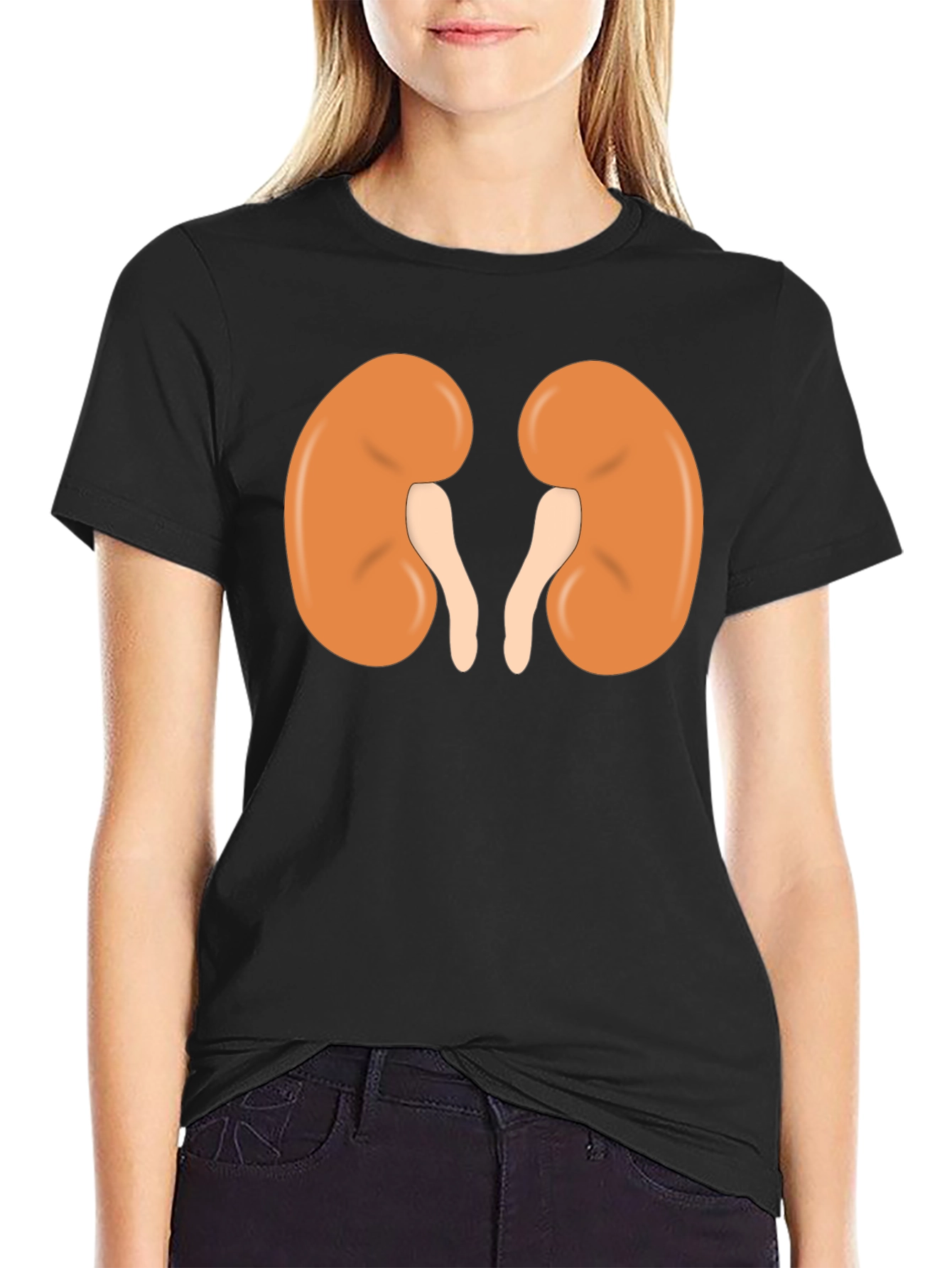 Human Kidney Graphic Print Black T-Shirt