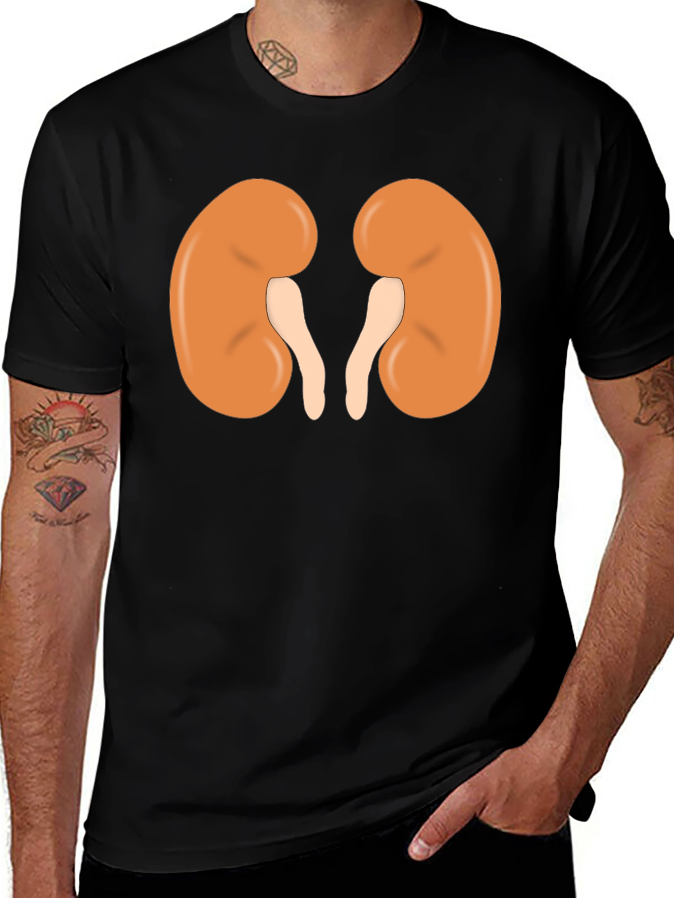 Human Kidney Graphic Print Black T-Shirt