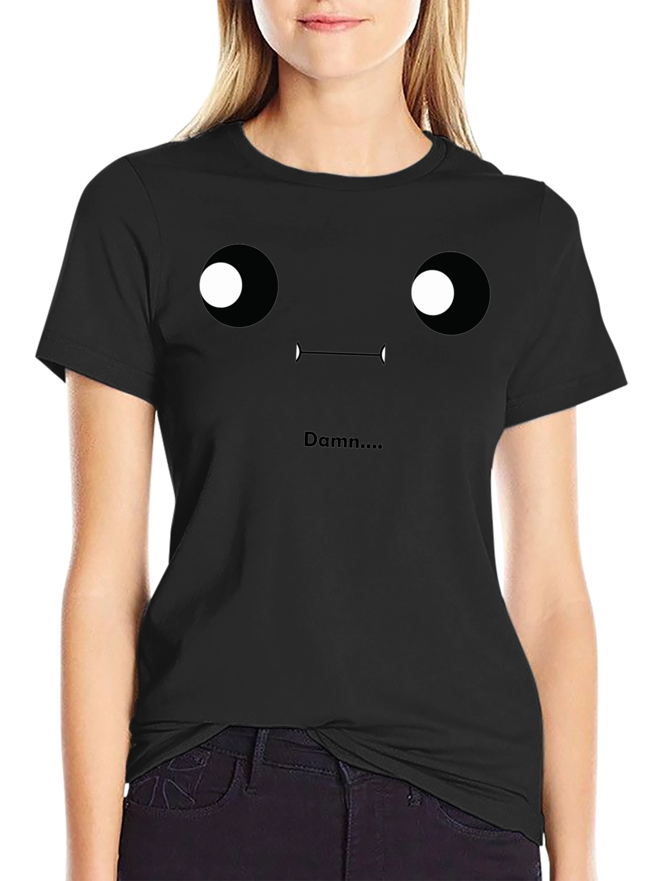 Damn T-Shirt - Funny Face Graphic Tee - Black