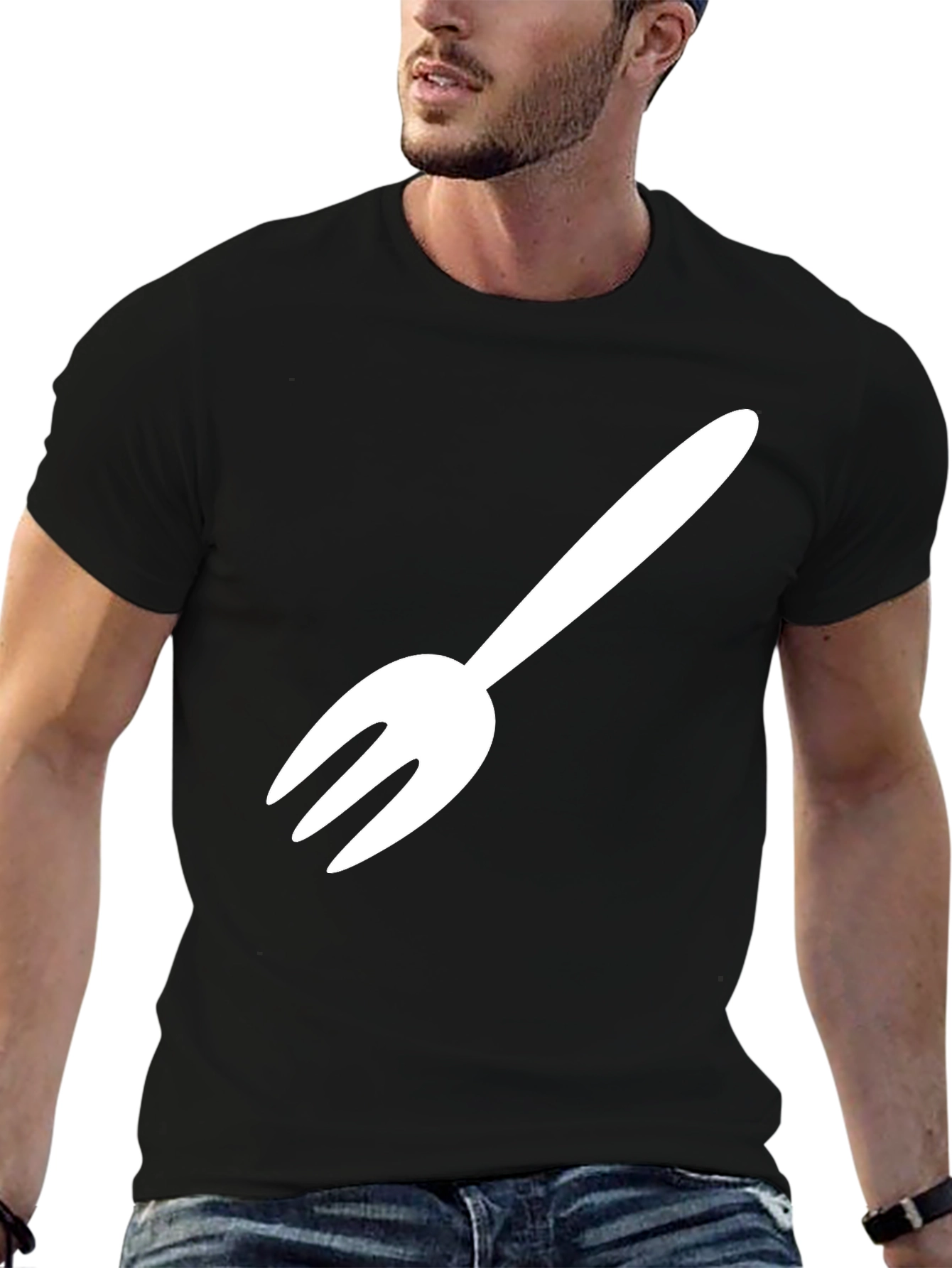 Fork Graphic Tee - Black Cotton Blend