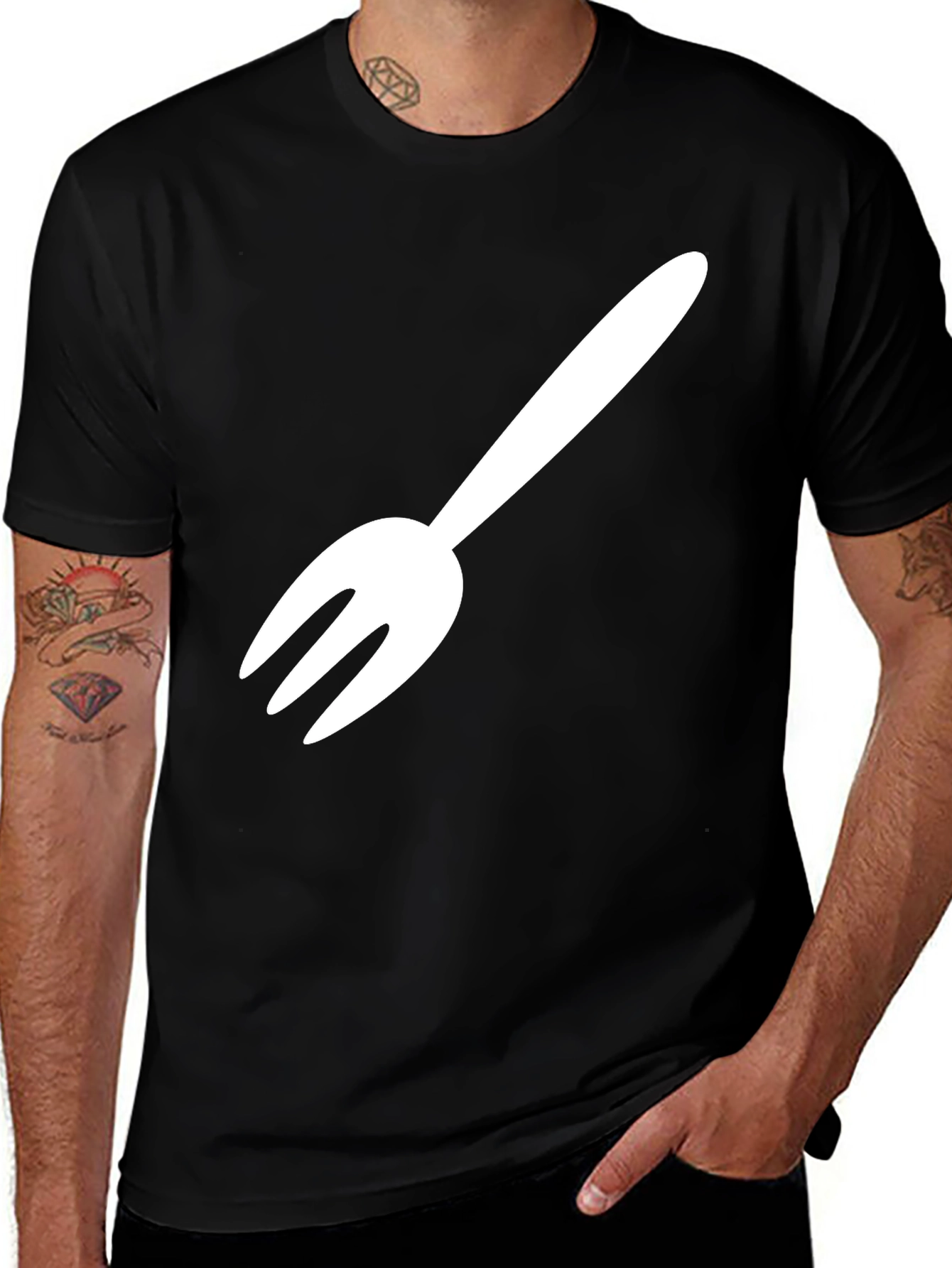 Fork Graphic Tee - Black Cotton Blend