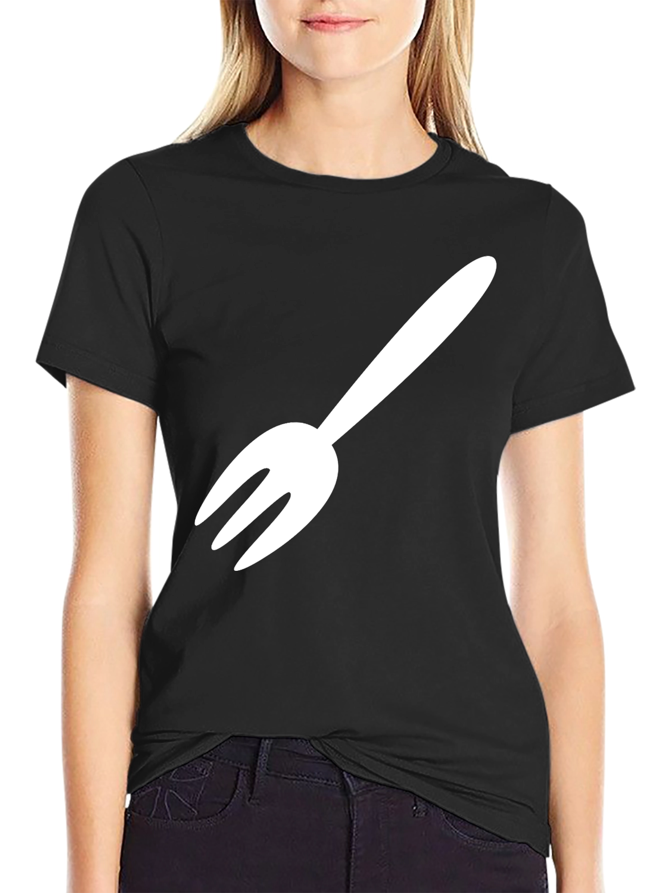 Fork Graphic Tee - Black Cotton Blend