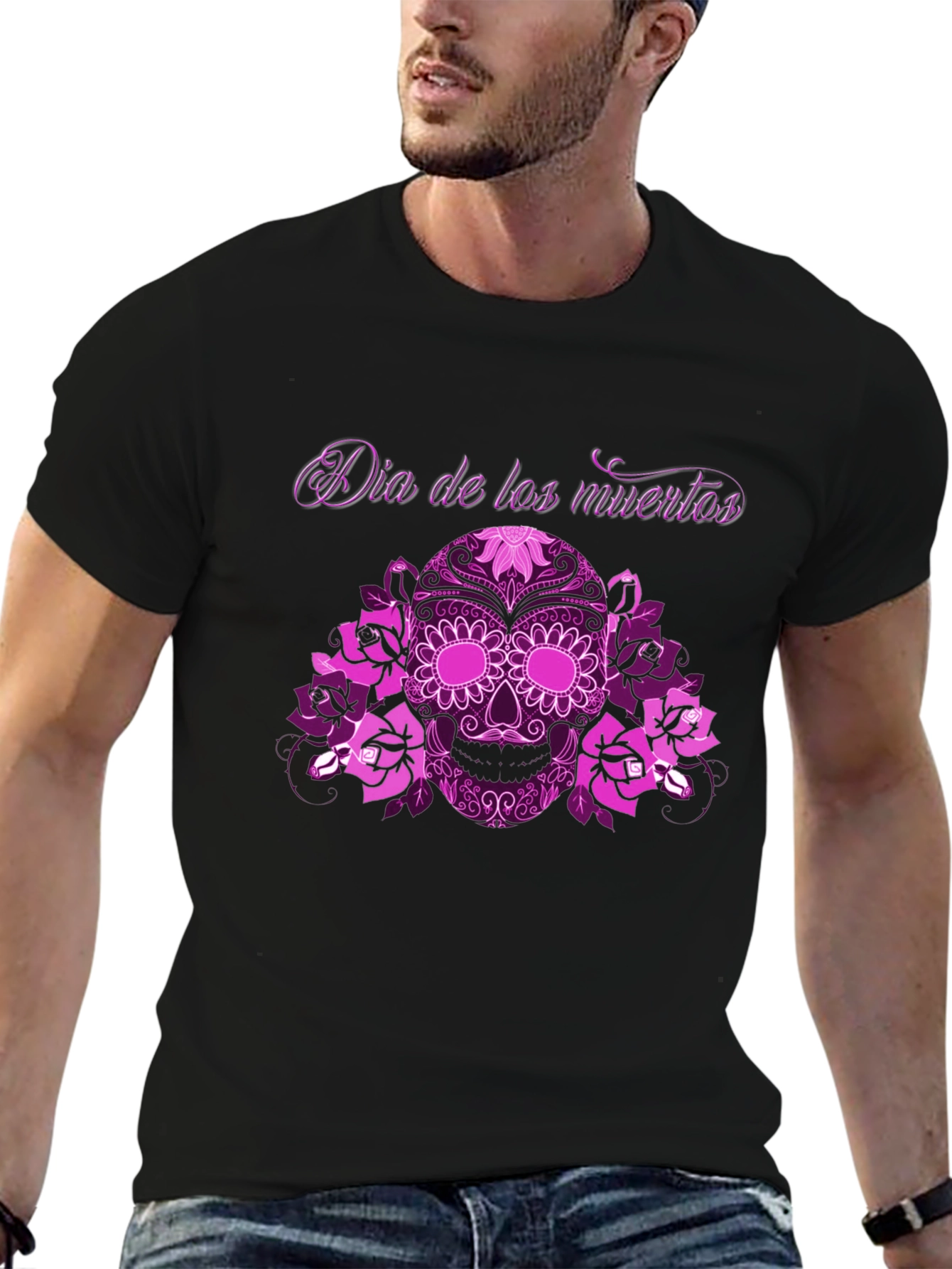 Dia de los Muertos Floral Skull Graphic Tee