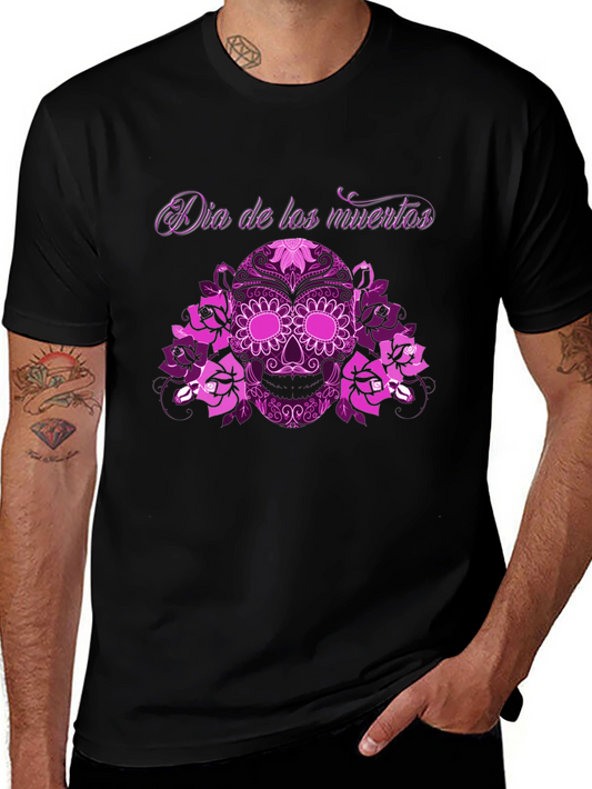 Dia de los Muertos Floral Skull Graphic Tee