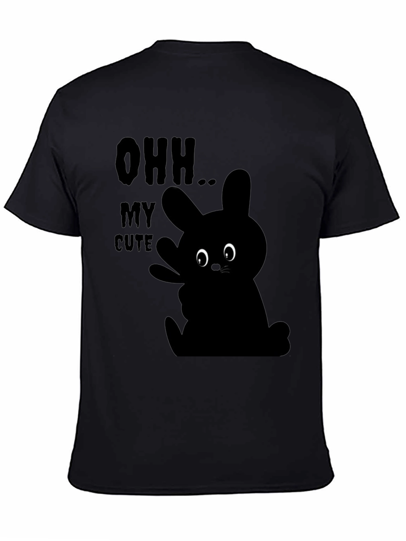 Cute Bunny Graphic Black T-Shirt