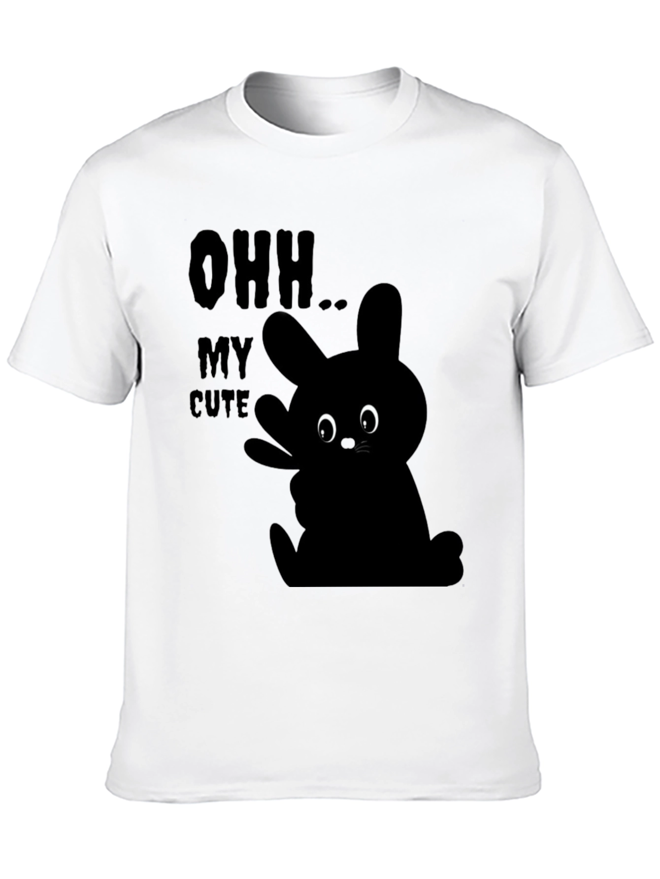 Cute Bunny Graphic Black T-Shirt