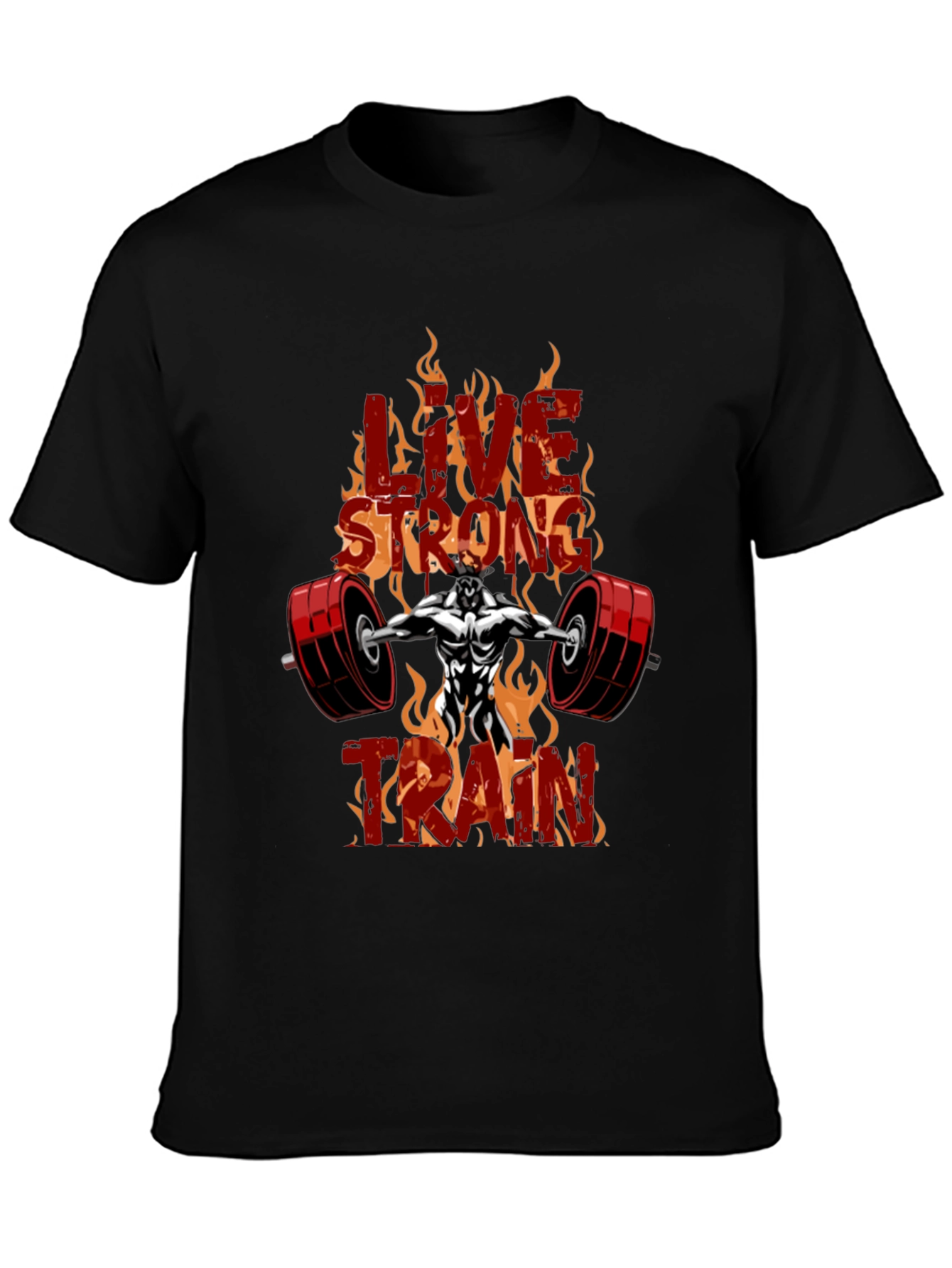 Live Strong Train Black Graphic T-Shirt