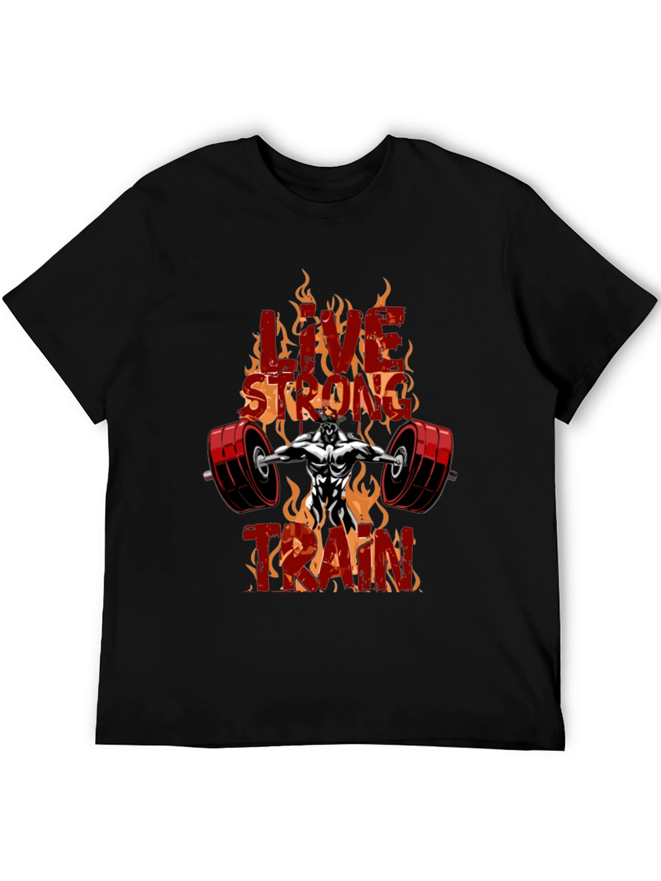 Live Strong Train Black Graphic T-Shirt