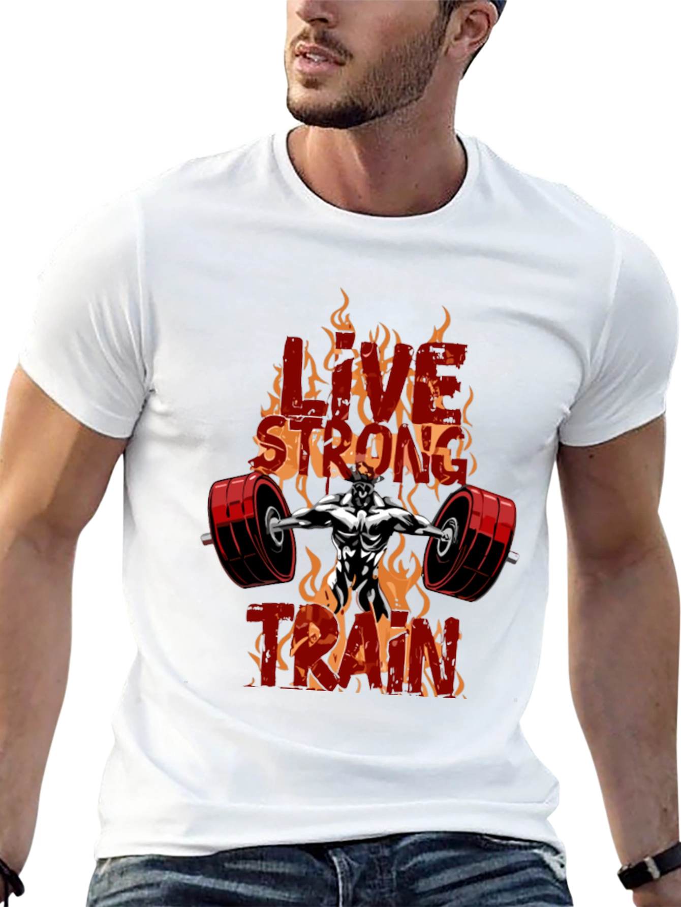Live Strong Train Black Graphic T-Shirt