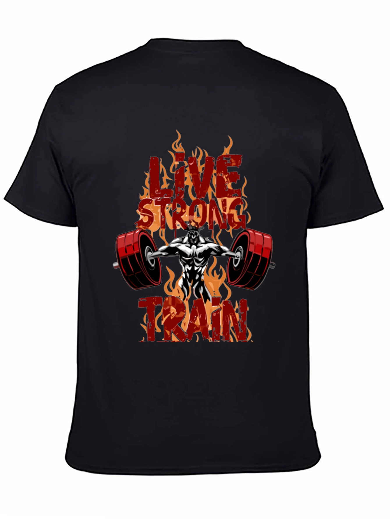Live Strong Train Black Graphic T-Shirt