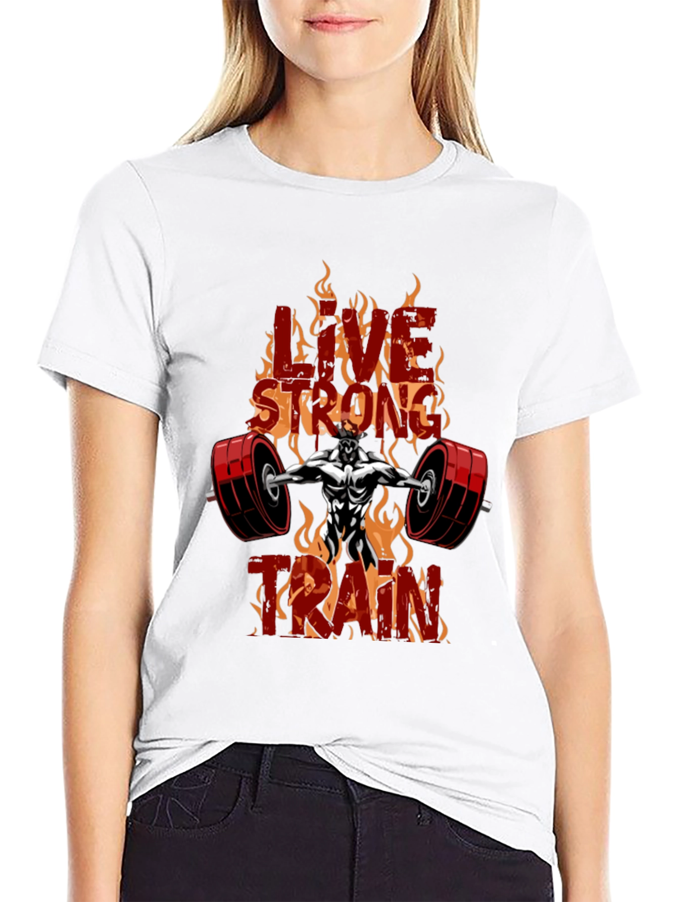 Live Strong Train Black Graphic T-Shirt