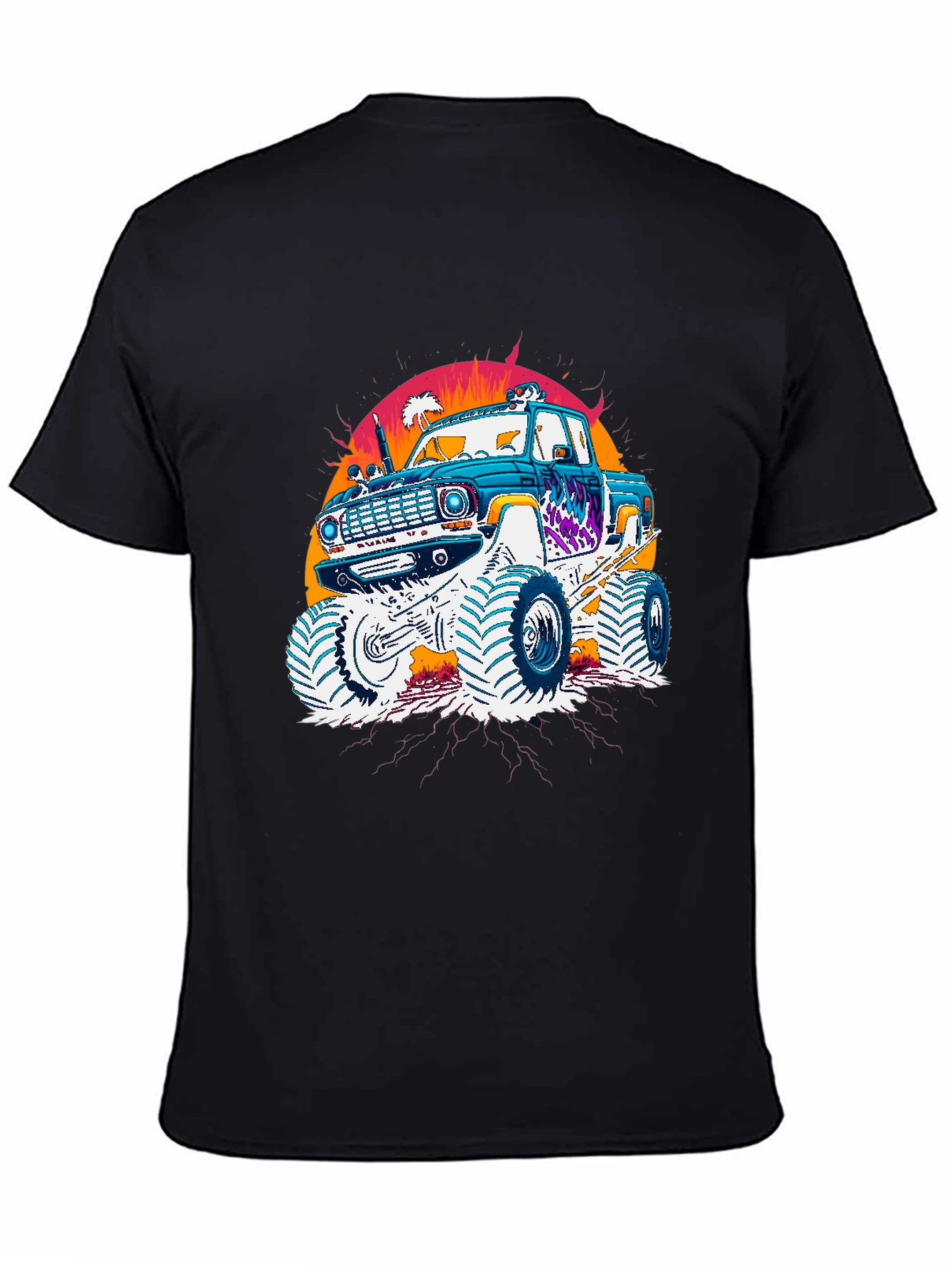 Monster Truck Graphic Tee - Retro Sunset Design