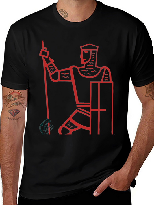 Knight Graphic Tee - Black Cotton Casual T-Shirt