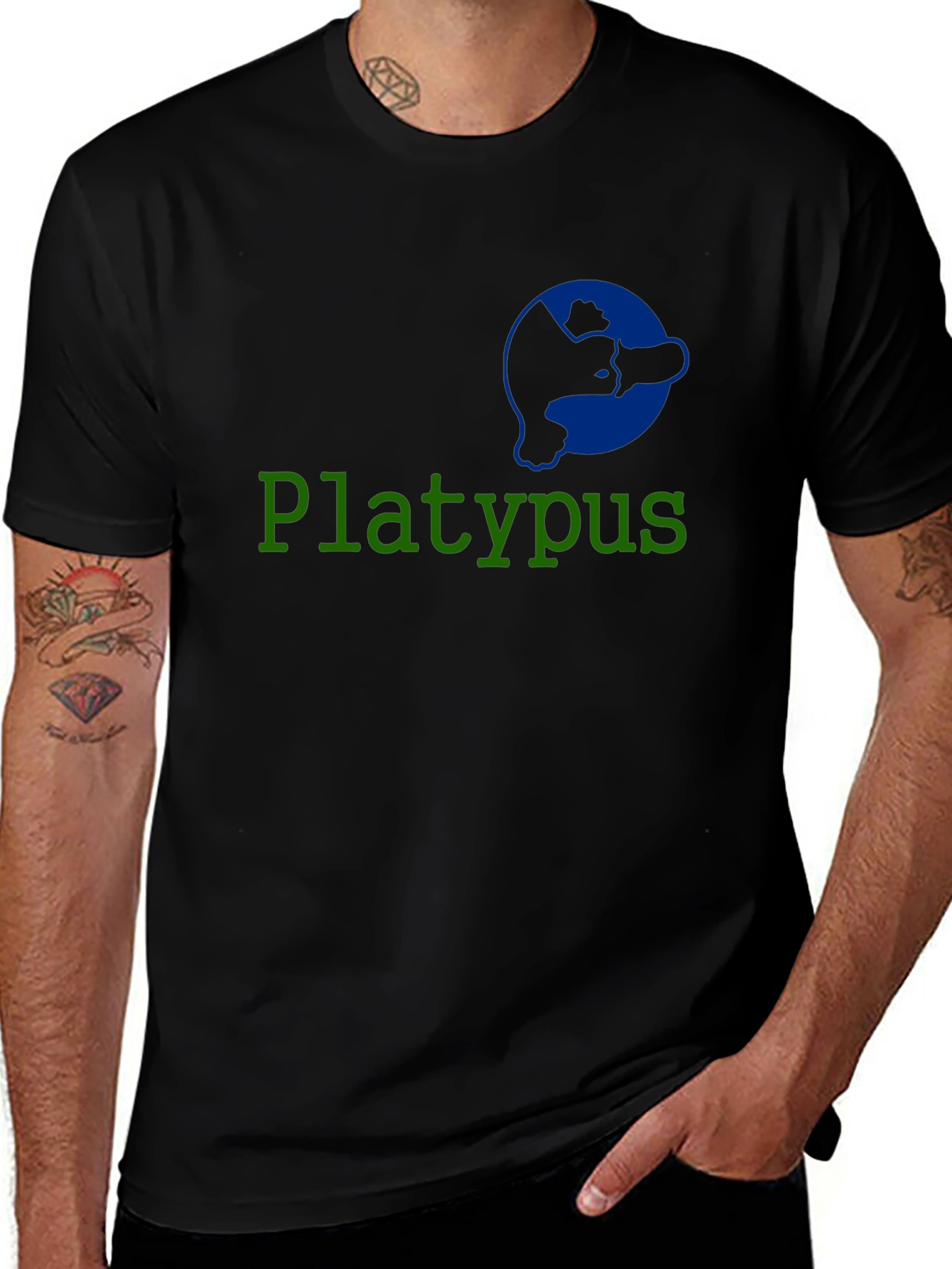 Funny Platypus Graphic T-Shirt - Black