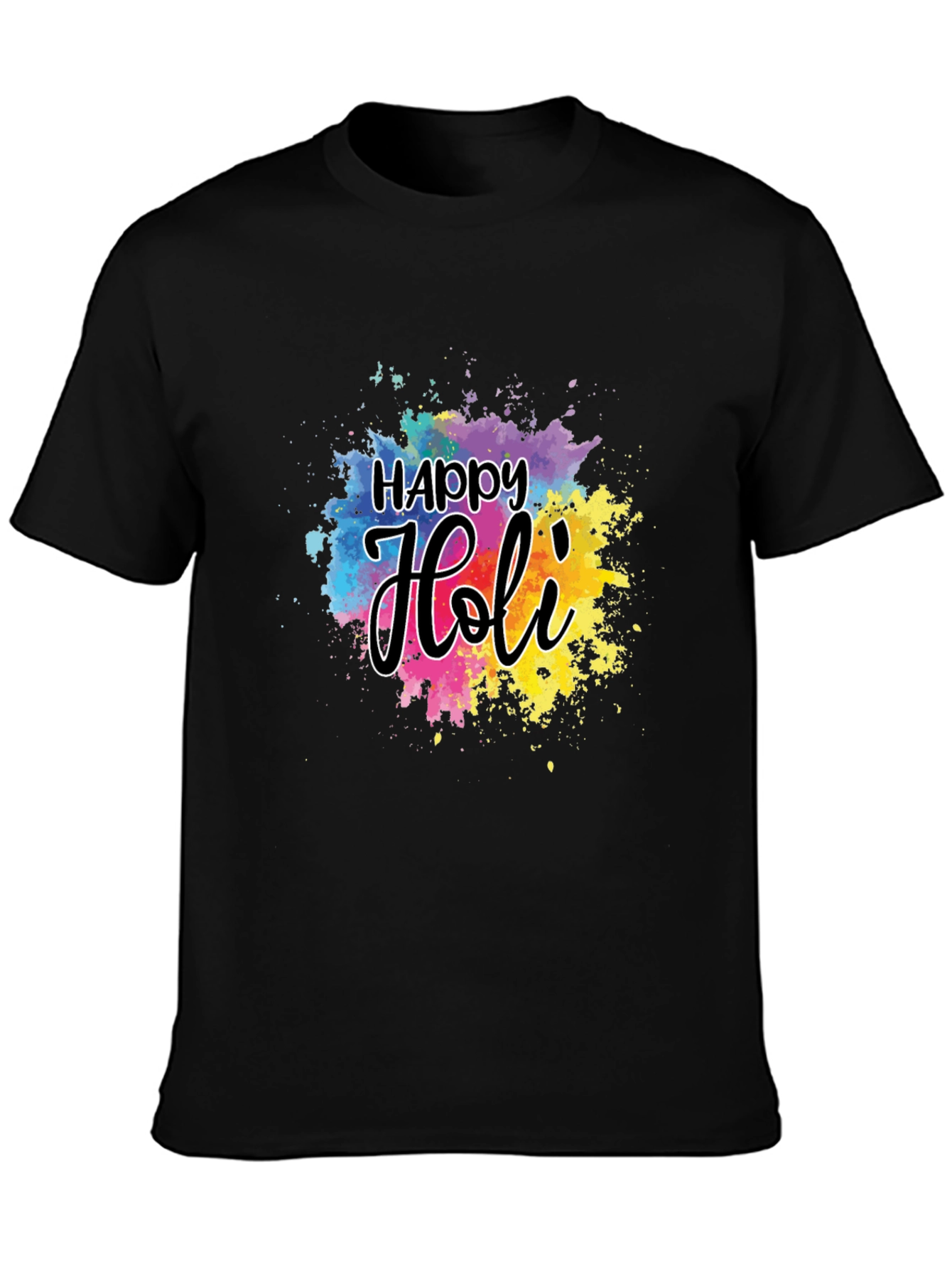 Happy Holi Graphic T-Shirt - Black