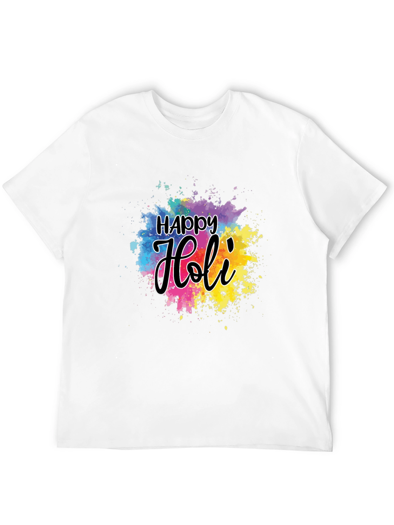 Happy Holi Graphic T-Shirt - Black