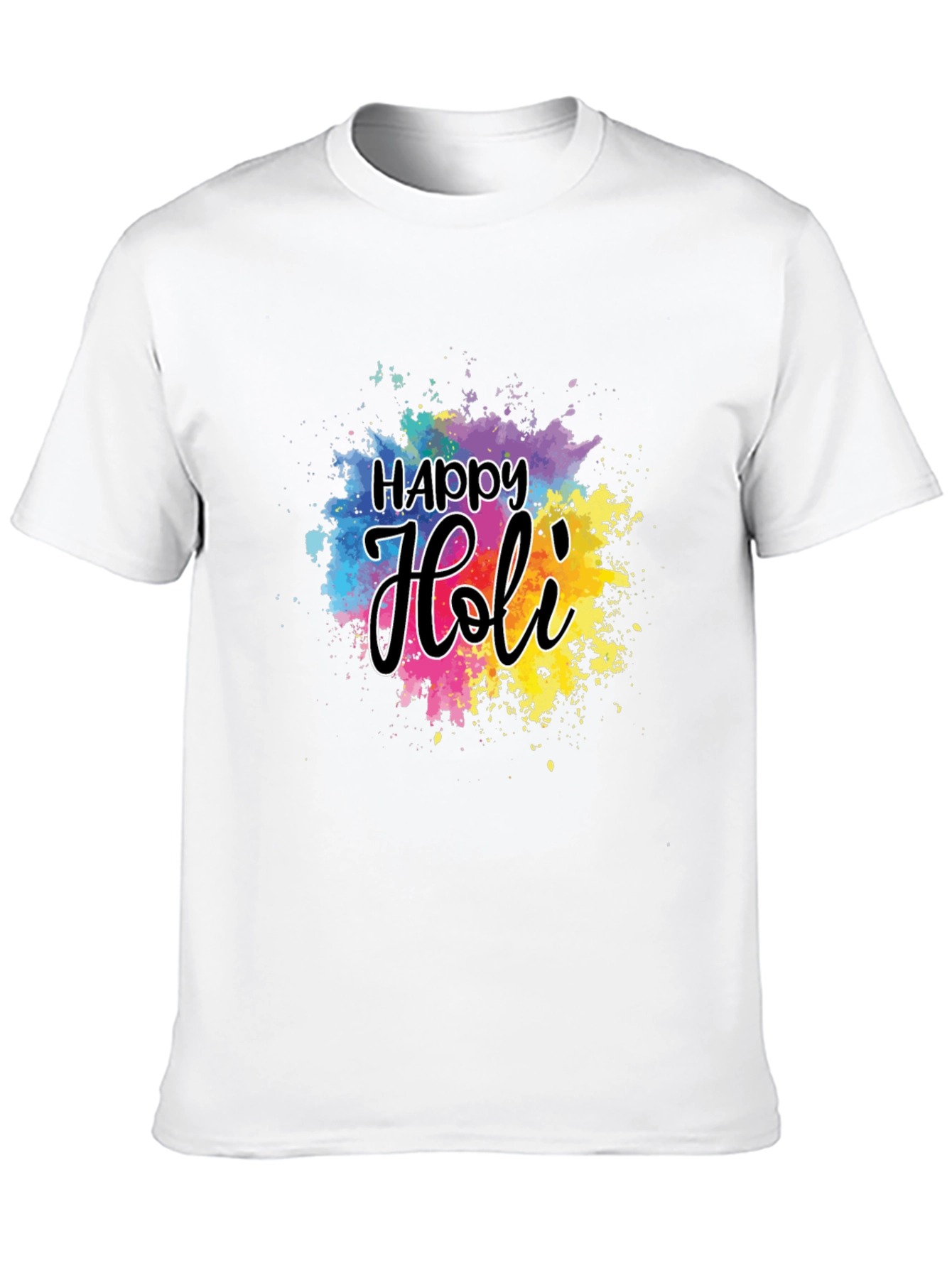 Happy Holi Graphic T-Shirt - Black