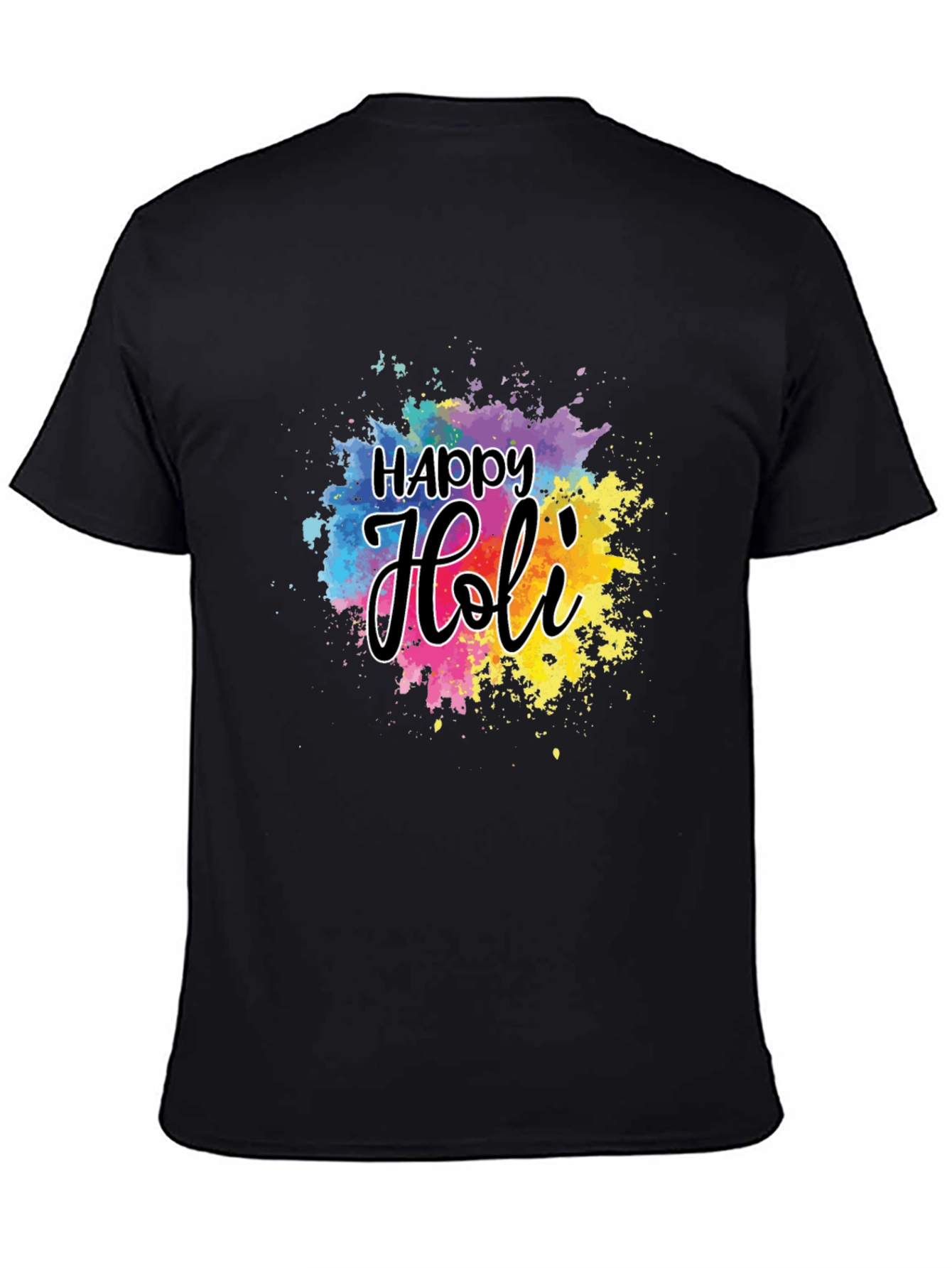 Happy Holi Graphic T-Shirt - Black