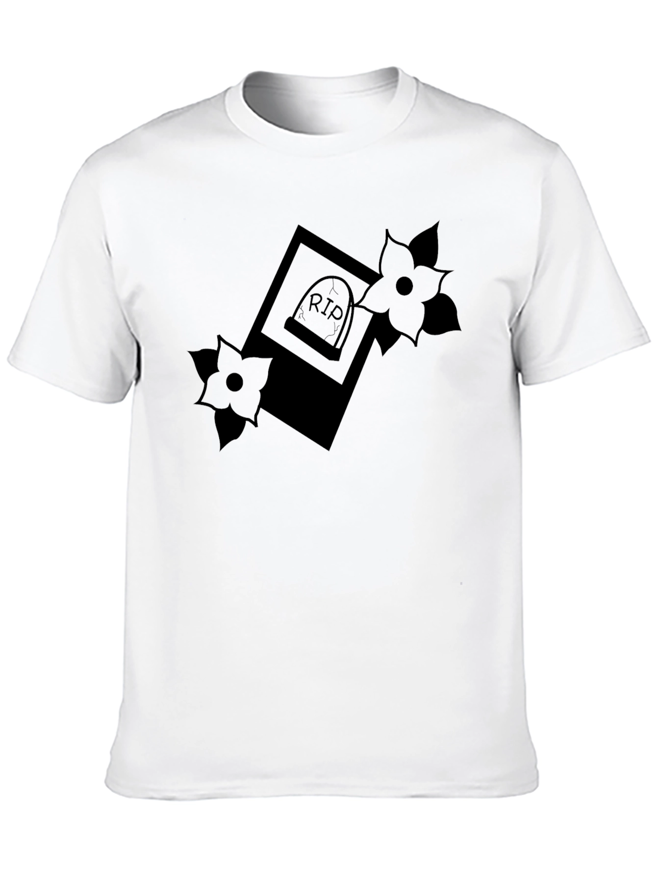 RIP Tombstone Floral Graphic T-Shirt