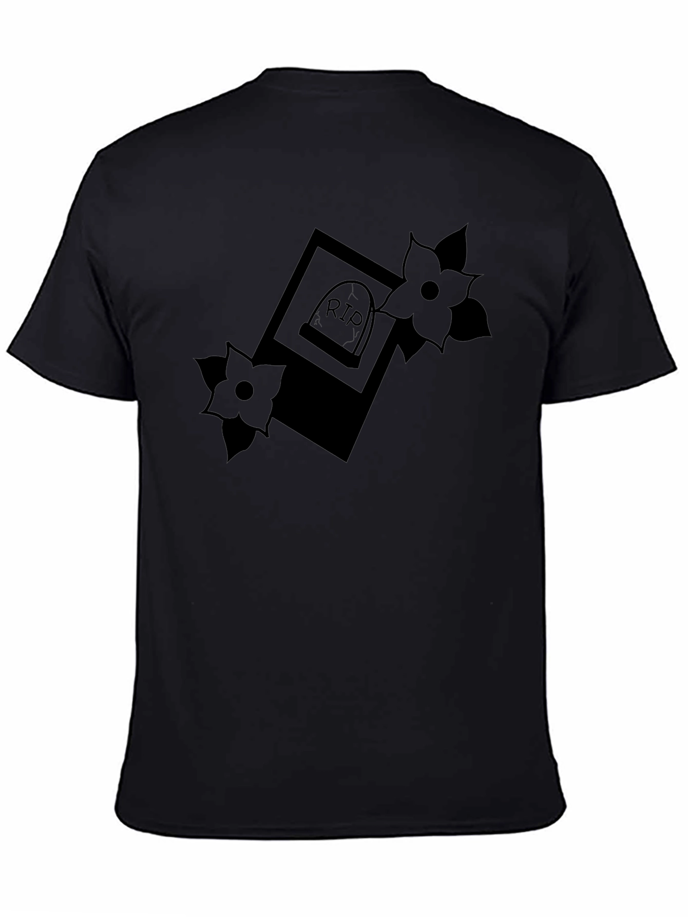 RIP Tombstone Floral Graphic T-Shirt