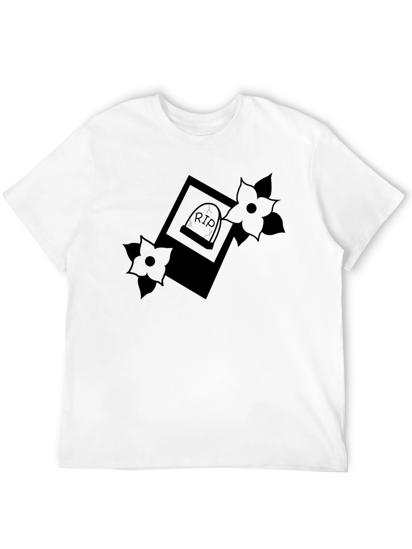 RIP Tombstone Floral Graphic T-Shirt